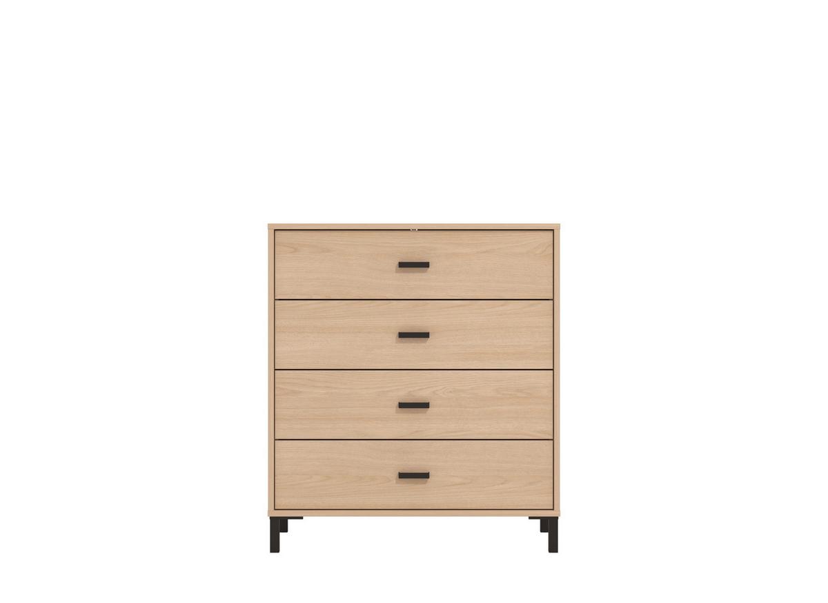 Komód 4 Fiók Arbela - tölgyfa színű/fekete, Modern, műanyag/faalapú anyag (80/90/40cm)