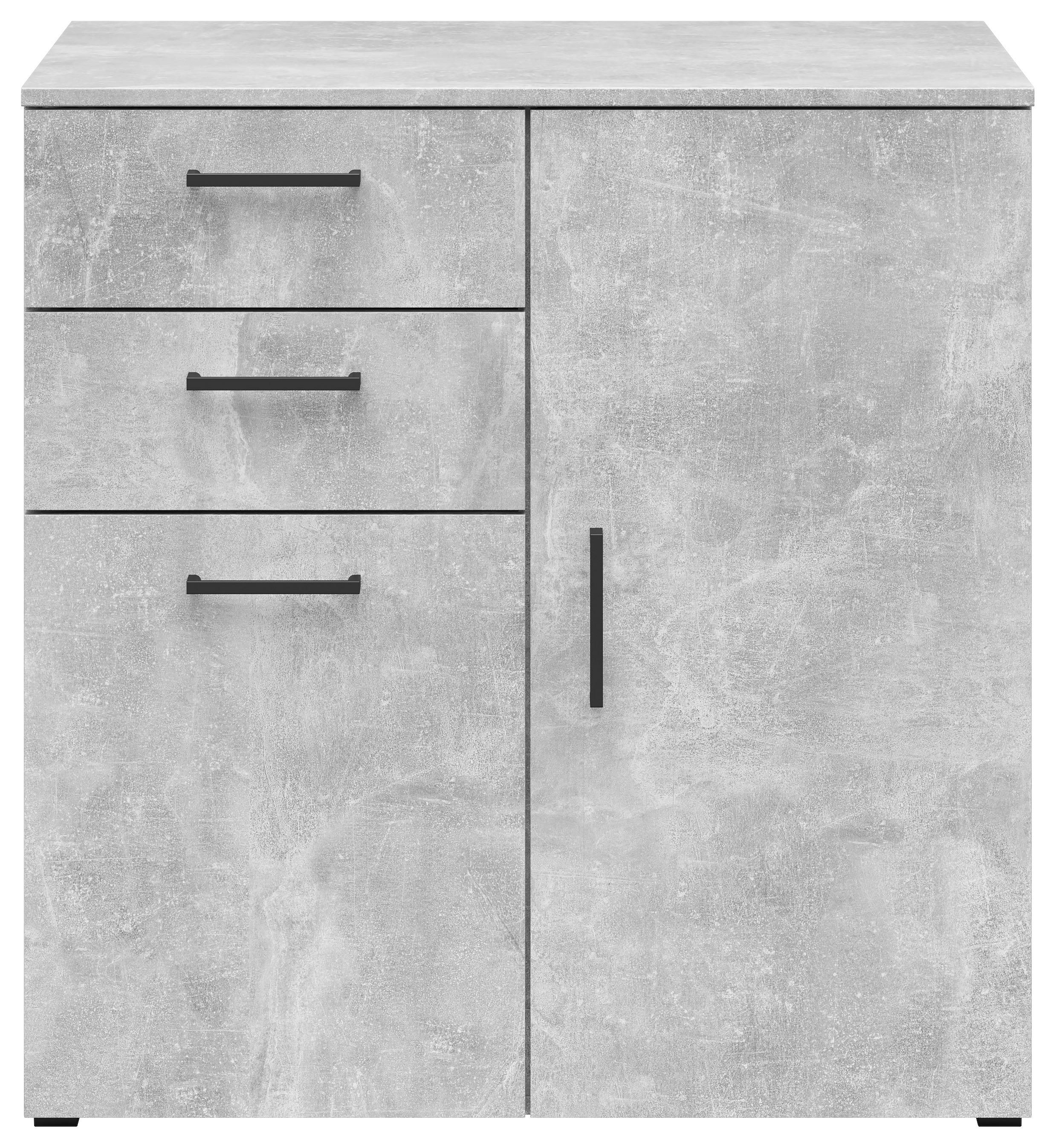 Kommode Multistauraum Betonoptik - Anthrazit/Schwarz, MODERN, Holzwerkstoff/Kunststoff (80/83/52cm) - Mömax