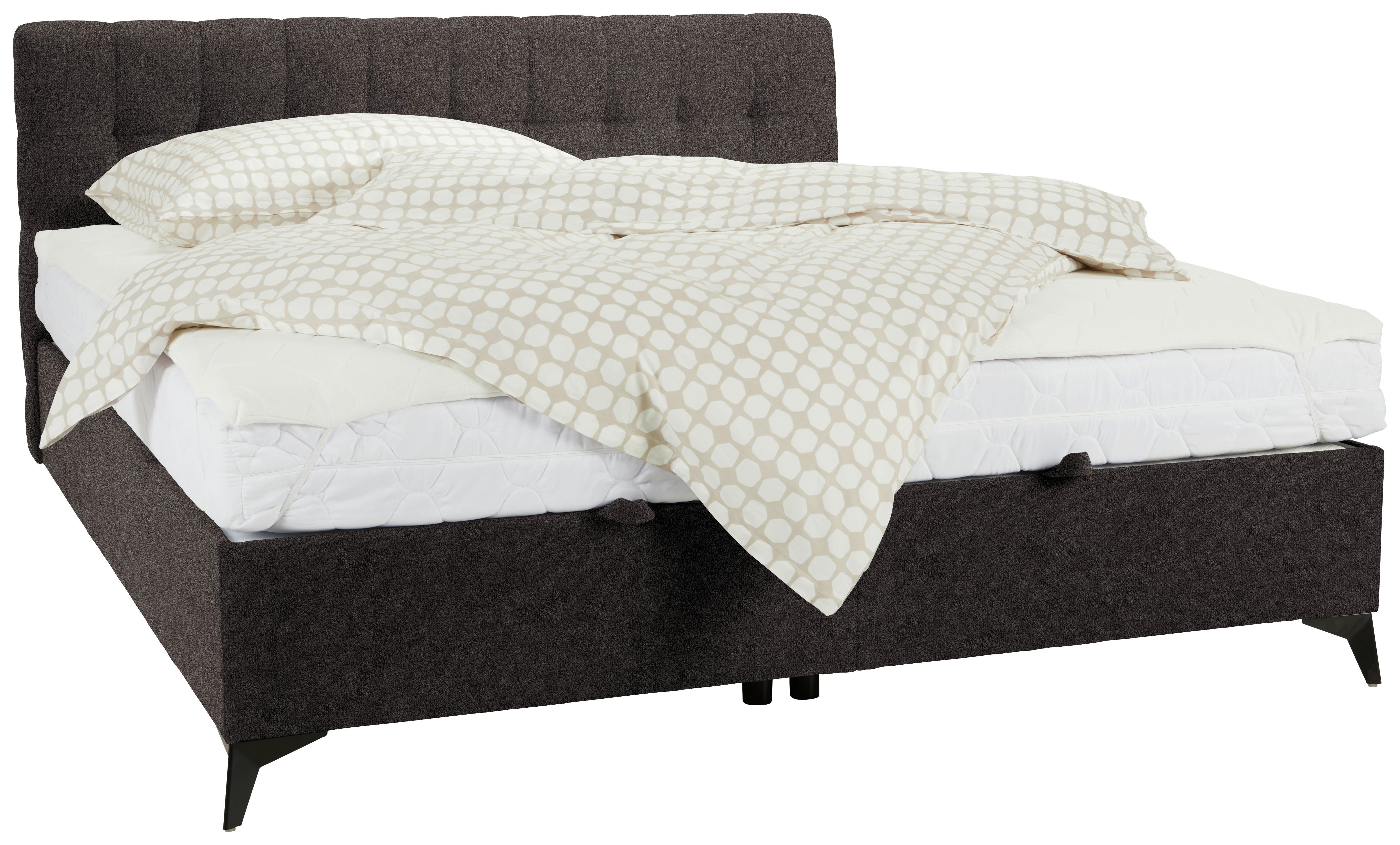 Boxbett in Dunkelbraun ca. 180x200cm - Graubraun/Schwarz, KONVENTIONELL, Holzwerkstoff/Kunststoff (180/200cm) - Mömax