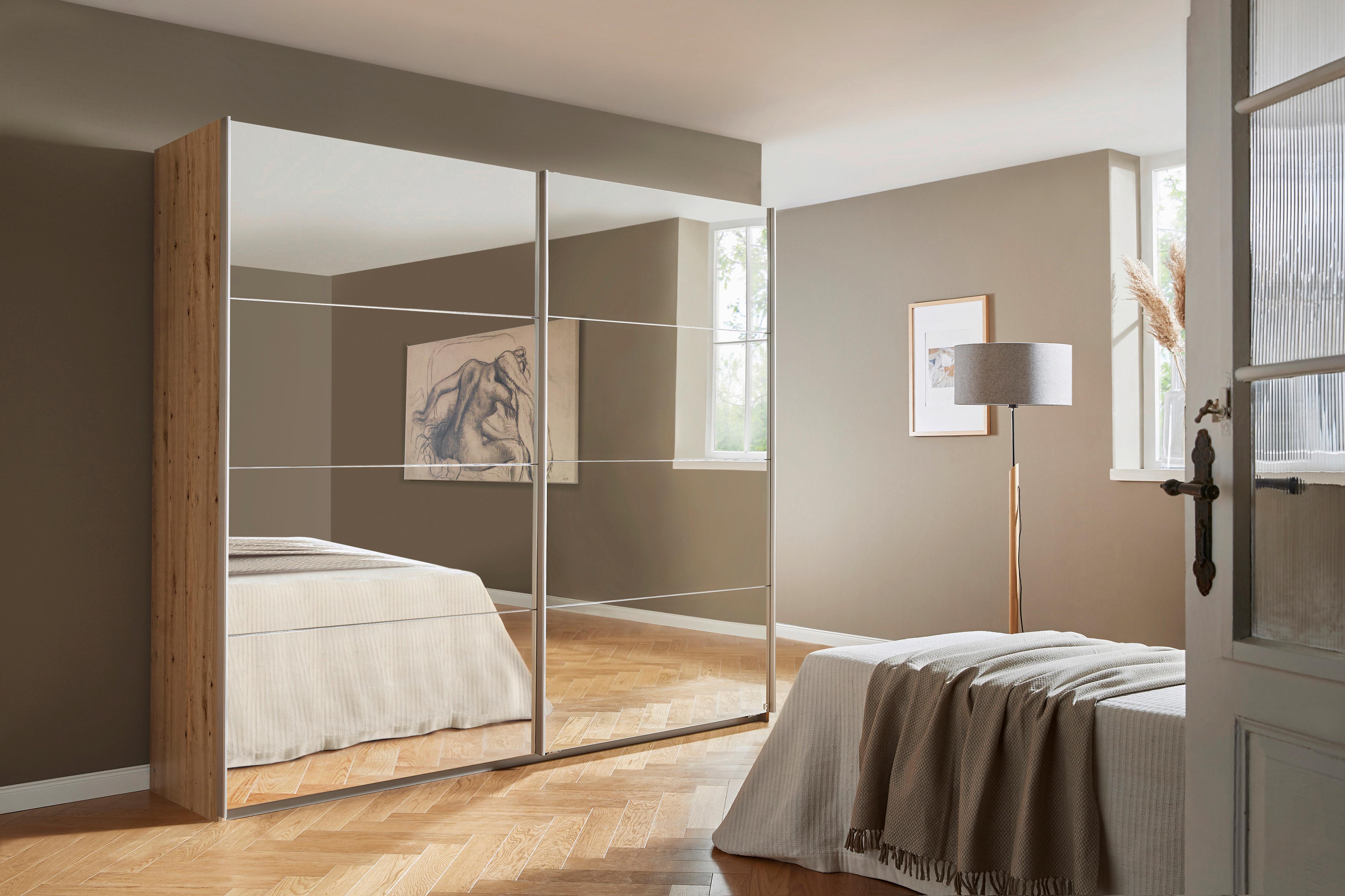 Ormar S Kliznim Vratima Subito - srebrne boje/hrast Artisan, Moderno, drvni materijal/metal (181/197/61cm) - Modern Living