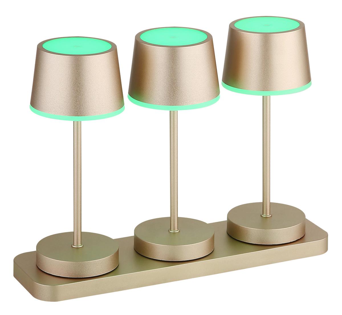 Akku-Tischleuchte Dawson Opal/Champagner - Champagner/Opal, Design, Kunststoff/Metall (8,3/8,3/20cm) - Globo