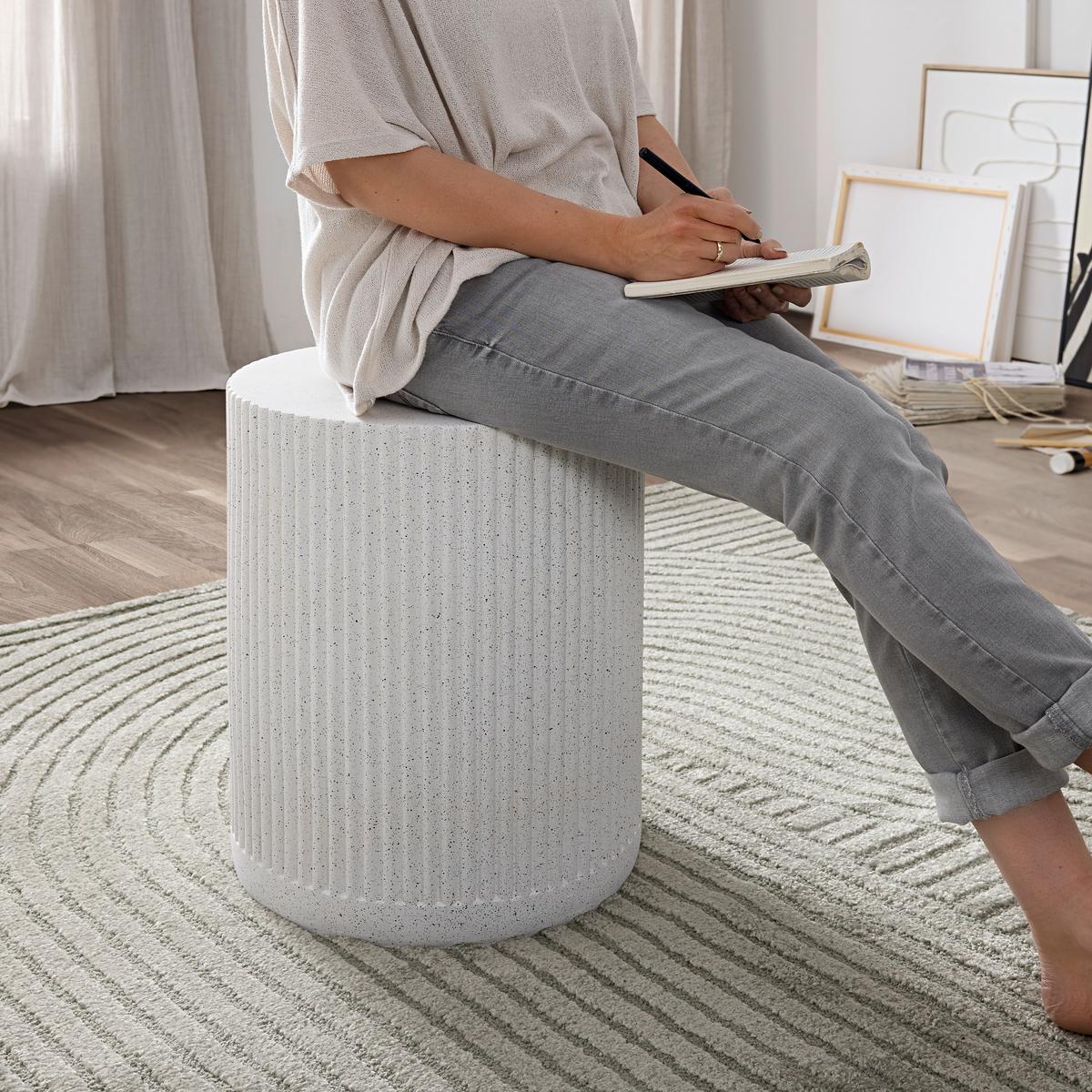 Hocker/Beistelltisch Jasper Weiß - Weiß, MODERN, Stein (39/48/39cm) - Mömax