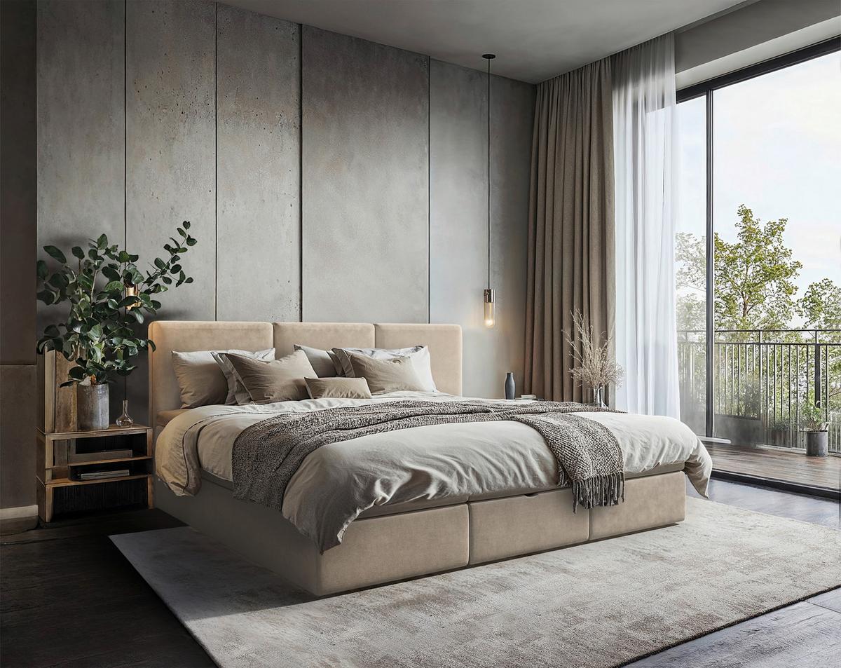 Familienbett Domino Combo Beige ca.240x200cm - Beige/Schwarz, MODERN, Holz/Holzwerkstoff (240/200cm) - MID.YOU