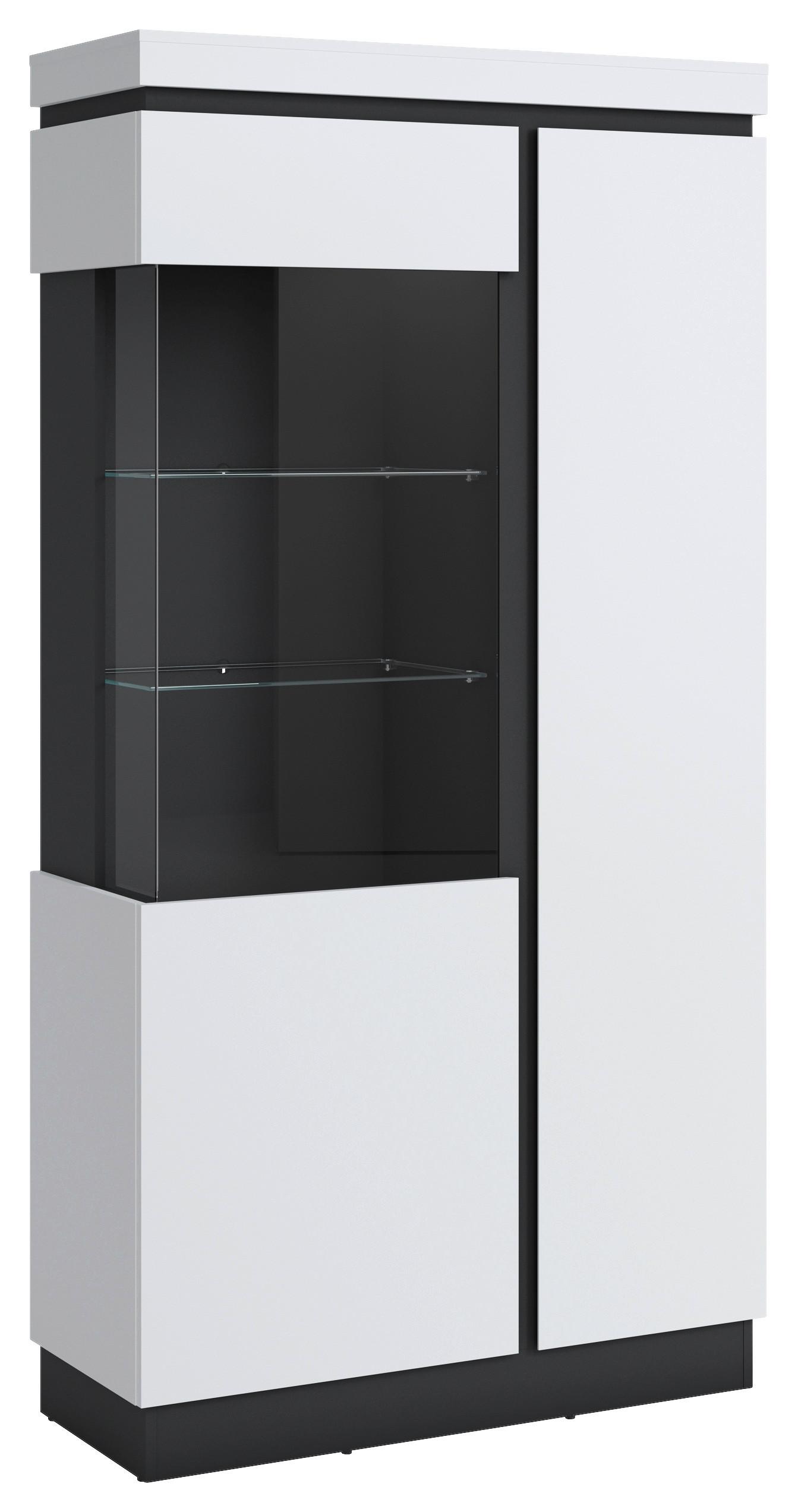 Vitrină CAMPANIA - alb/antracit, Trend, sticlă/material pe bază de lemn (103,6/200,5/40cm) - Modern Living