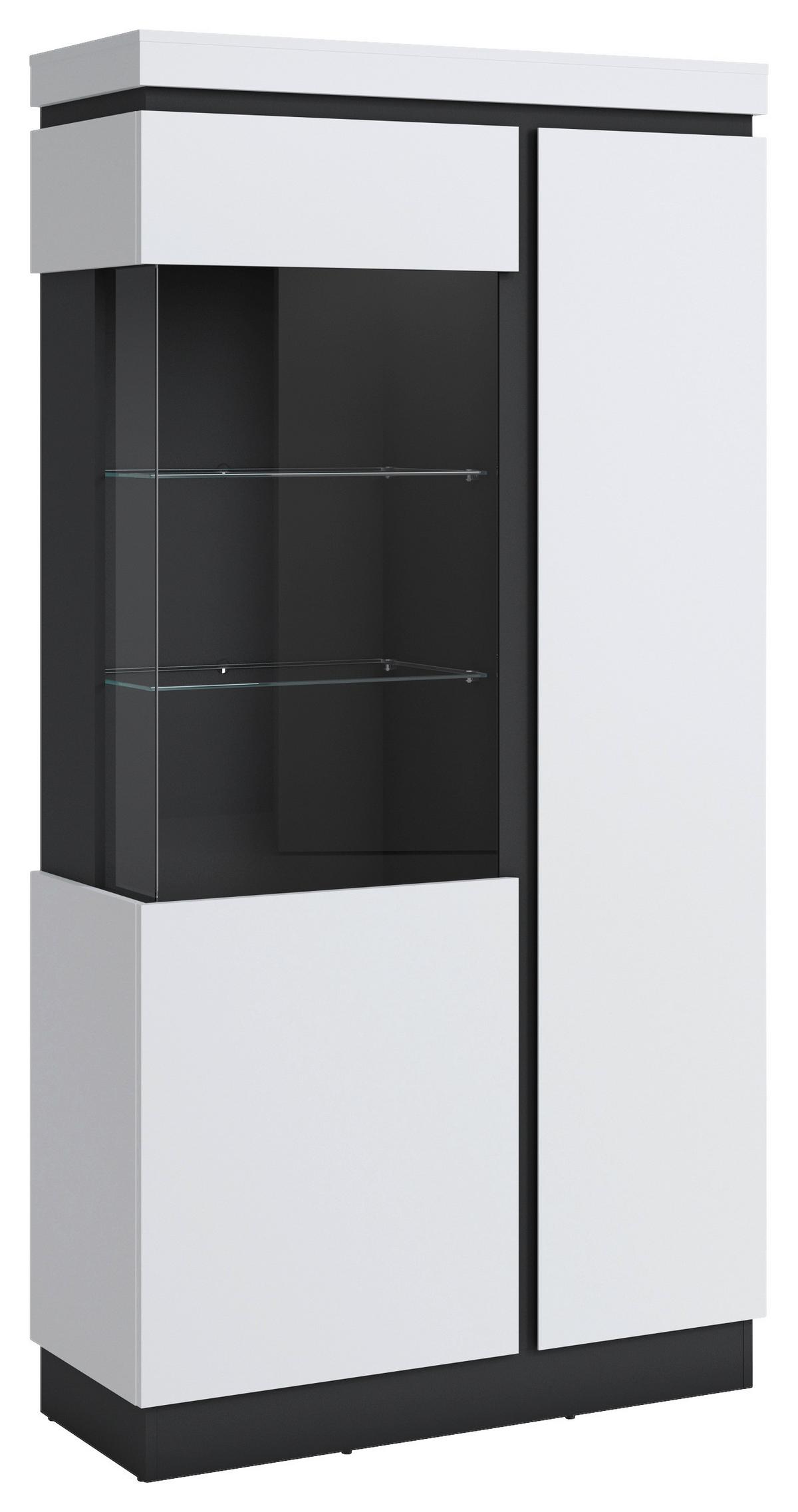 Vitrină CAMPANIA - alb/antracit, Trend, sticlă/material pe bază de lemn (103,6/200,5/40cm) - Modern Living