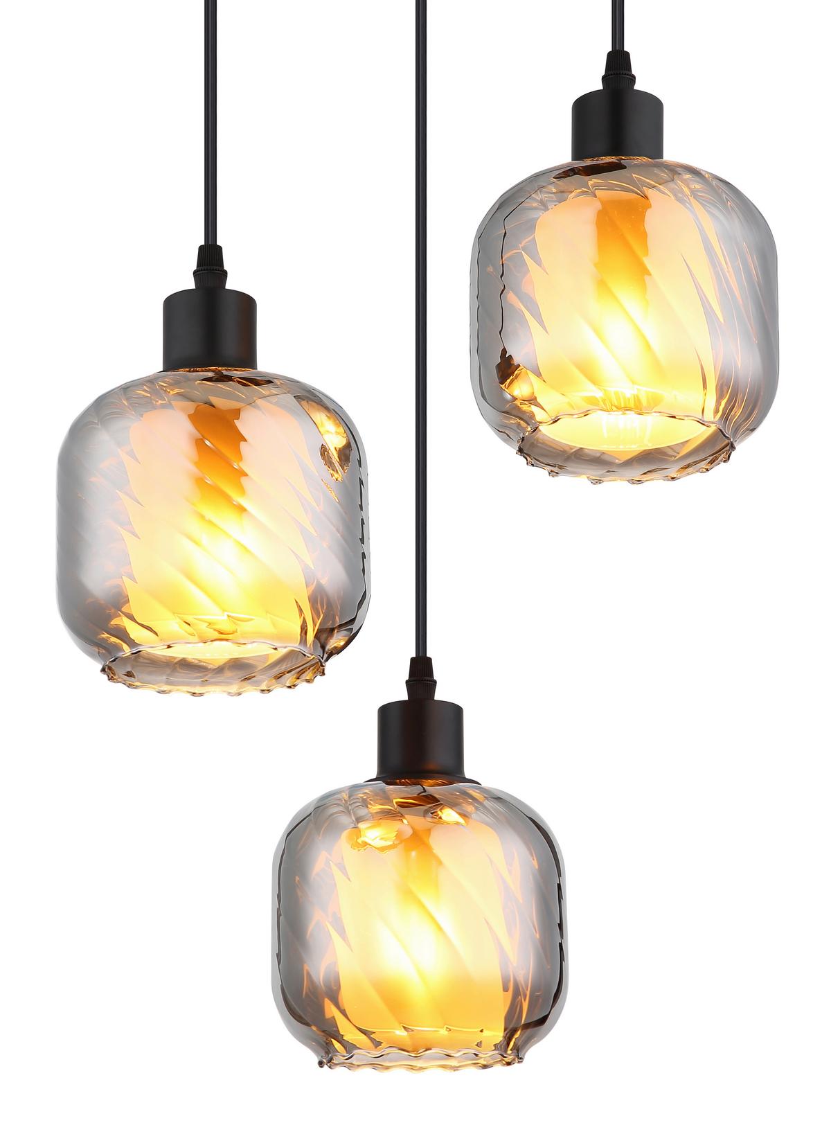 HÄNGELEUCHTE 15754-3H  XIA - Opal/Schwarz, Design, Glas/Kunststoff (35/120cm) - Globo