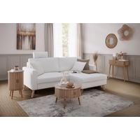 Sedežna Garnitura Rio, Bela - barve hrasta/bela, Moderno, tekstil/les (222/94/152cm) - Mömax
