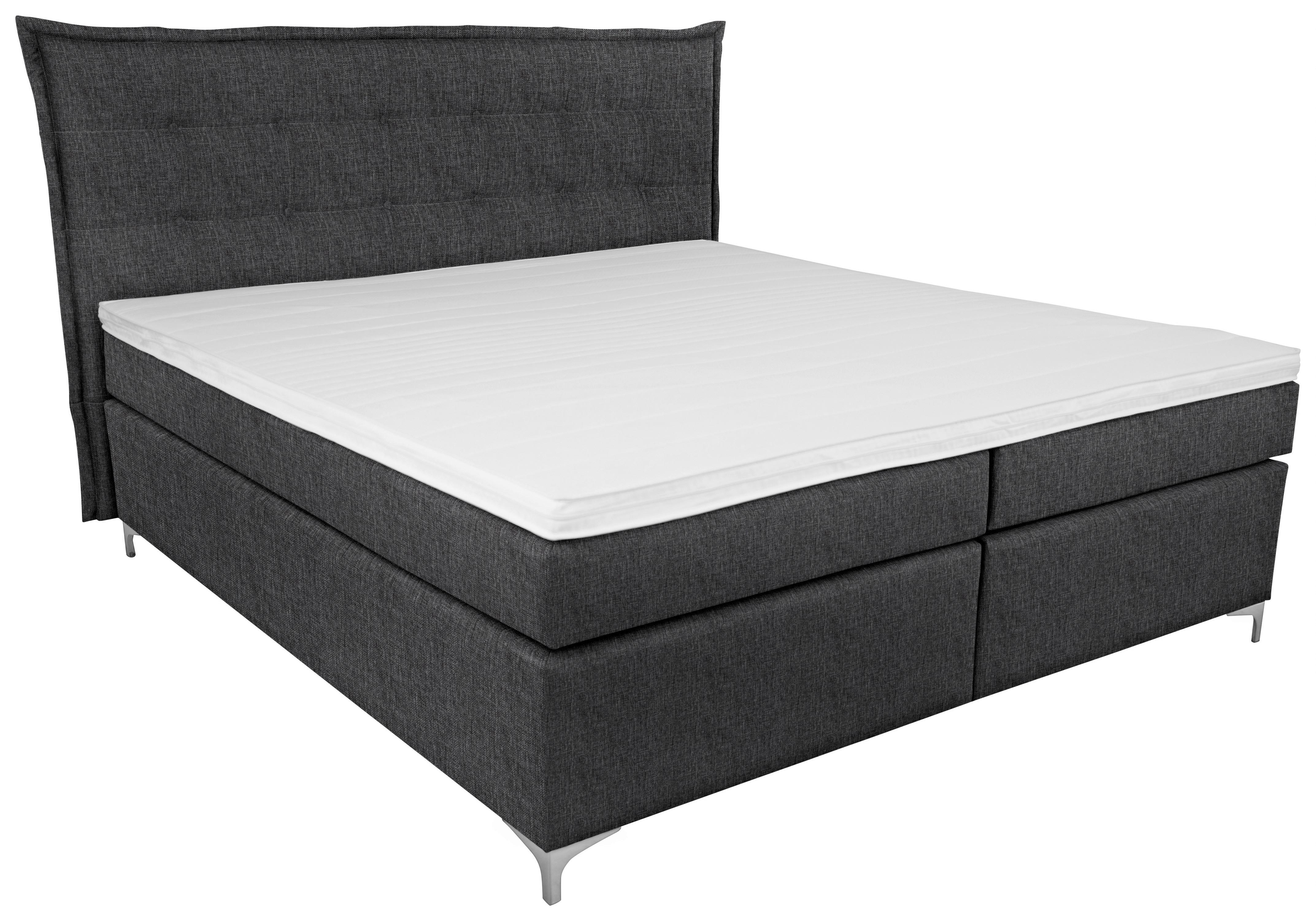 Boxspring Krevet Fabio - antracit, Moderno, tekstil/metal (180/200cm)
