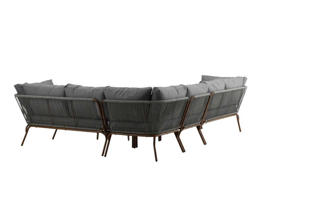 Dining-Loungeset Roxo ca. 283x221 cm Grau - Braun/Grau, KONVENTIONELL, Textil/Metall - Gardenson