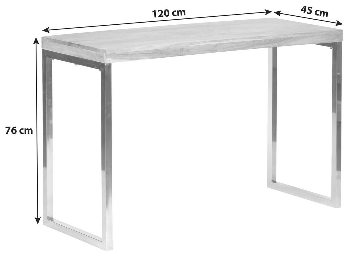 Konzolna Mizica Guna - barve kroma/barve akacije, Moderno, kovina/les (120/45/76cm) - MID.YOU