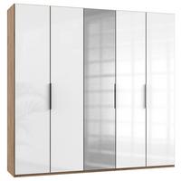 Drehtürenschrank Level 36D ca. 250 cm Weiß/Eiche Dekor - Chromfarben/Weiß Hochglanz, MODERN, Holzwerkstoff/Metall (250/236/58cm) - MID.YOU