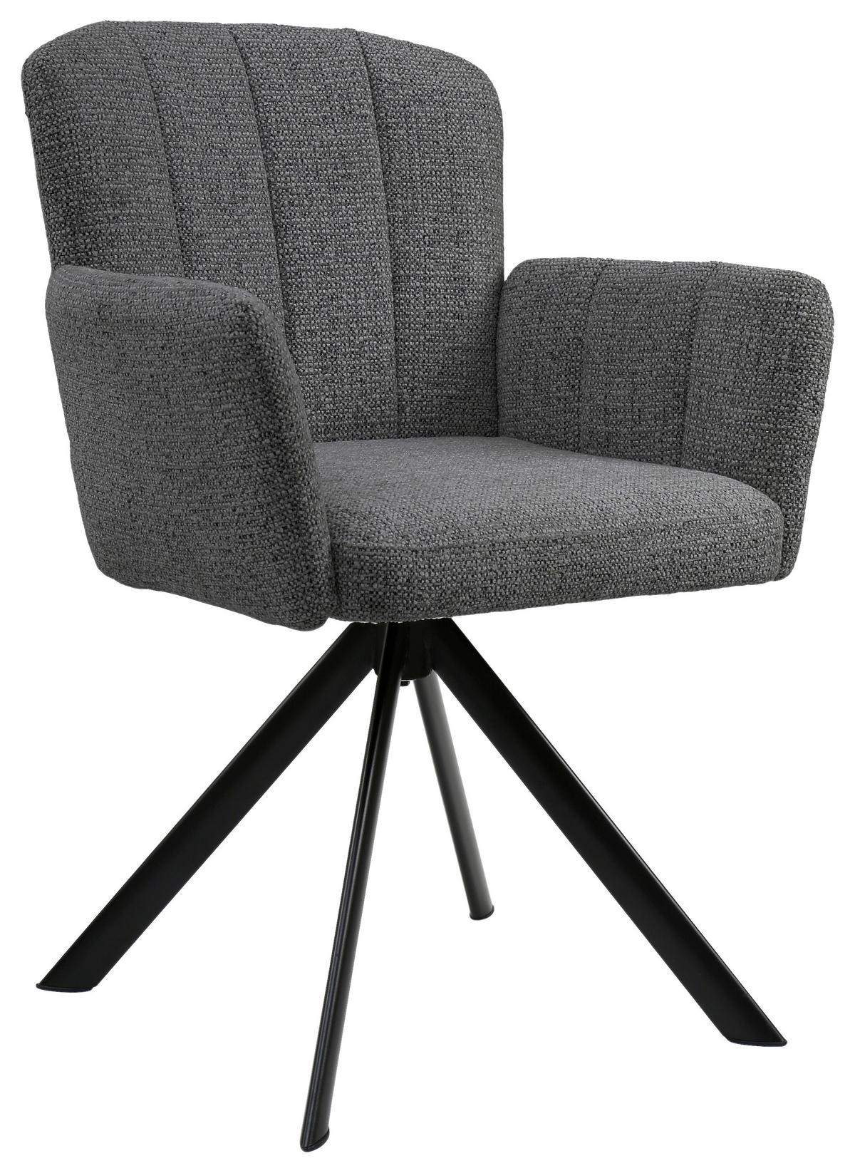 Armlehnstuhl Nora Grau/Schwarz - Schwarz/Grau, MODERN, Holz/Textil (61/87/65cm) - Premium Living