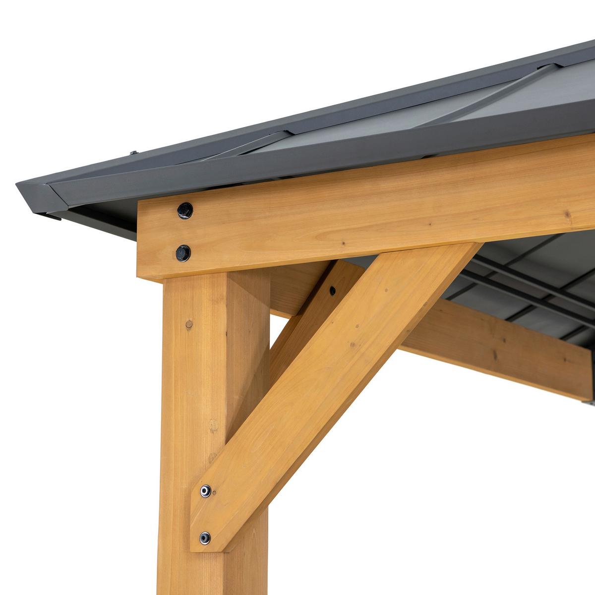 Pavillon Gazebo Anthrazit Echtholz - Anthrazit, Basics, Metall (390/320/450cm) - Modante