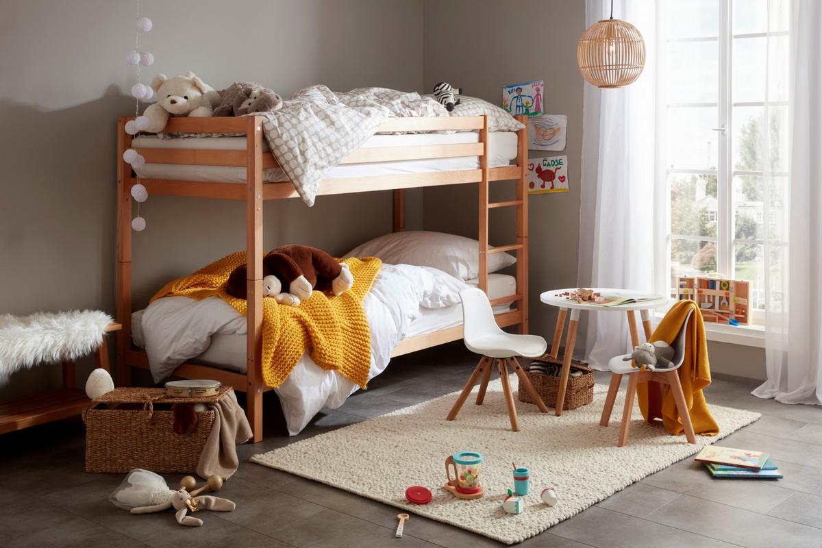 Etagenbett Oscar Natur ca. 90x200cm - Buchefarben, KONVENTIONELL, Holz (207/140/97cm) - Based