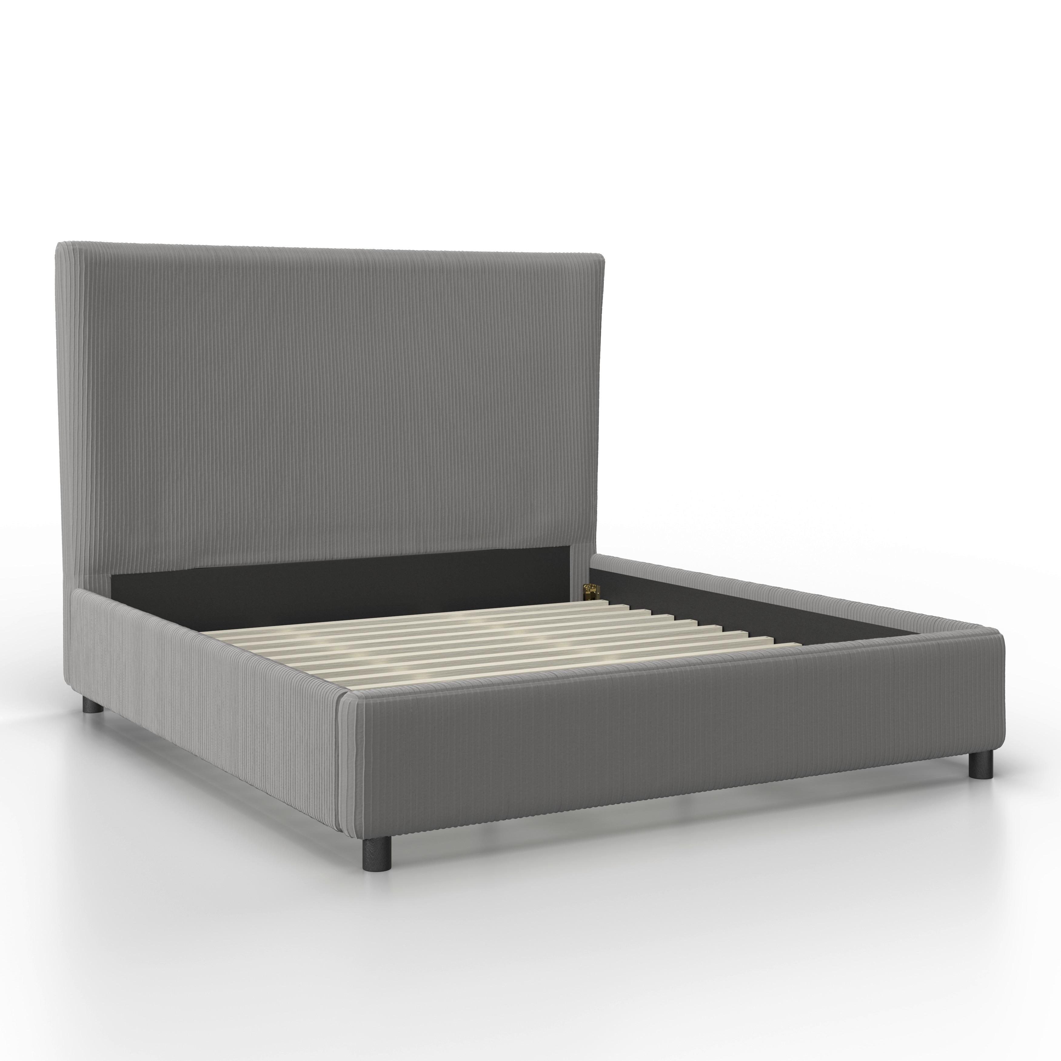Polsterbett Marie ca. 180x200 cm Grau - Hellbraun/Dunkelbraun, Modern, Holz/Textil (180/200cm) - Bessagi Home