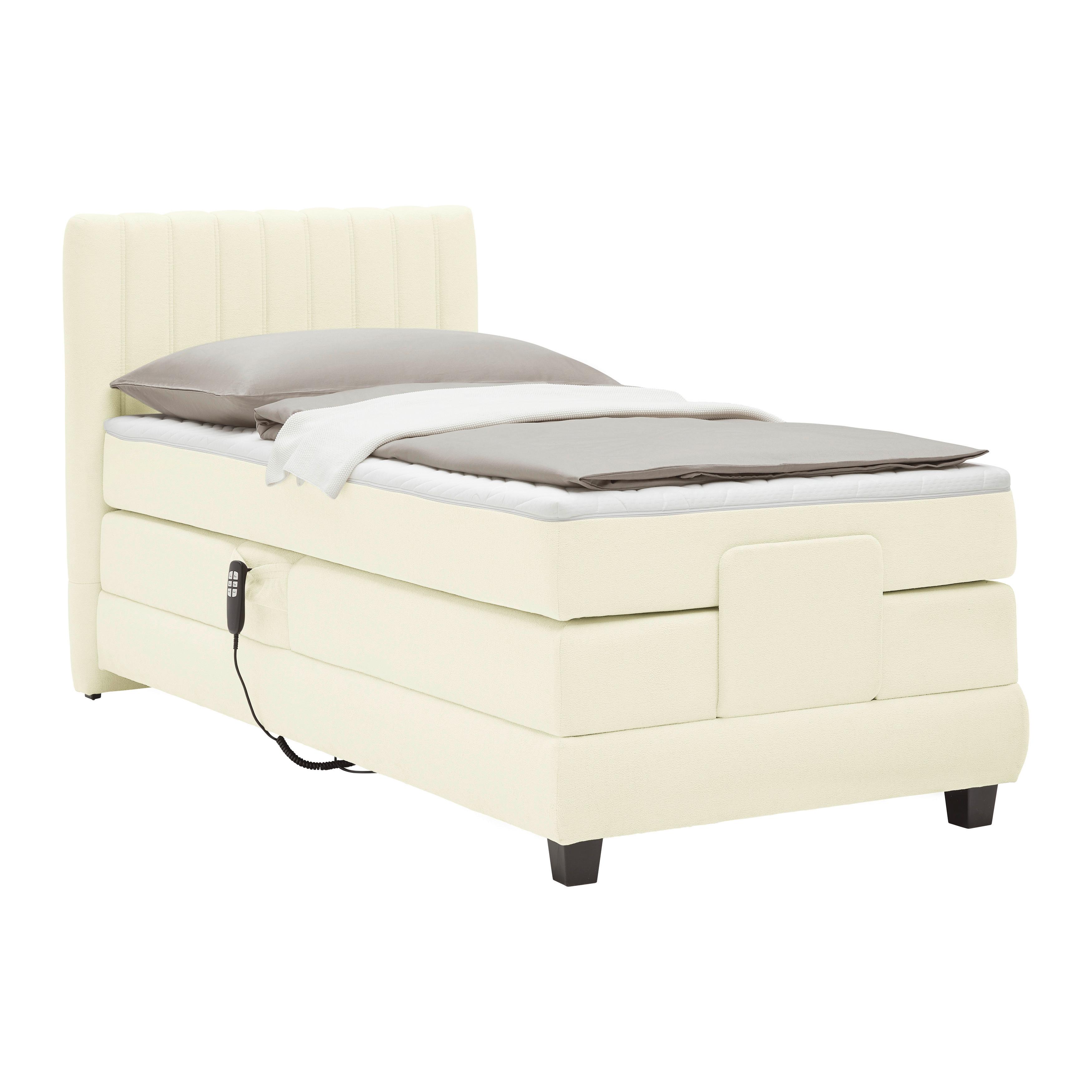 Boxspringbett Dixon Ecru ca. 90x200cm - Ecru/Schwarz, Konventionell, Holz/Holzwerkstoff (90/200cm) - Premium Living