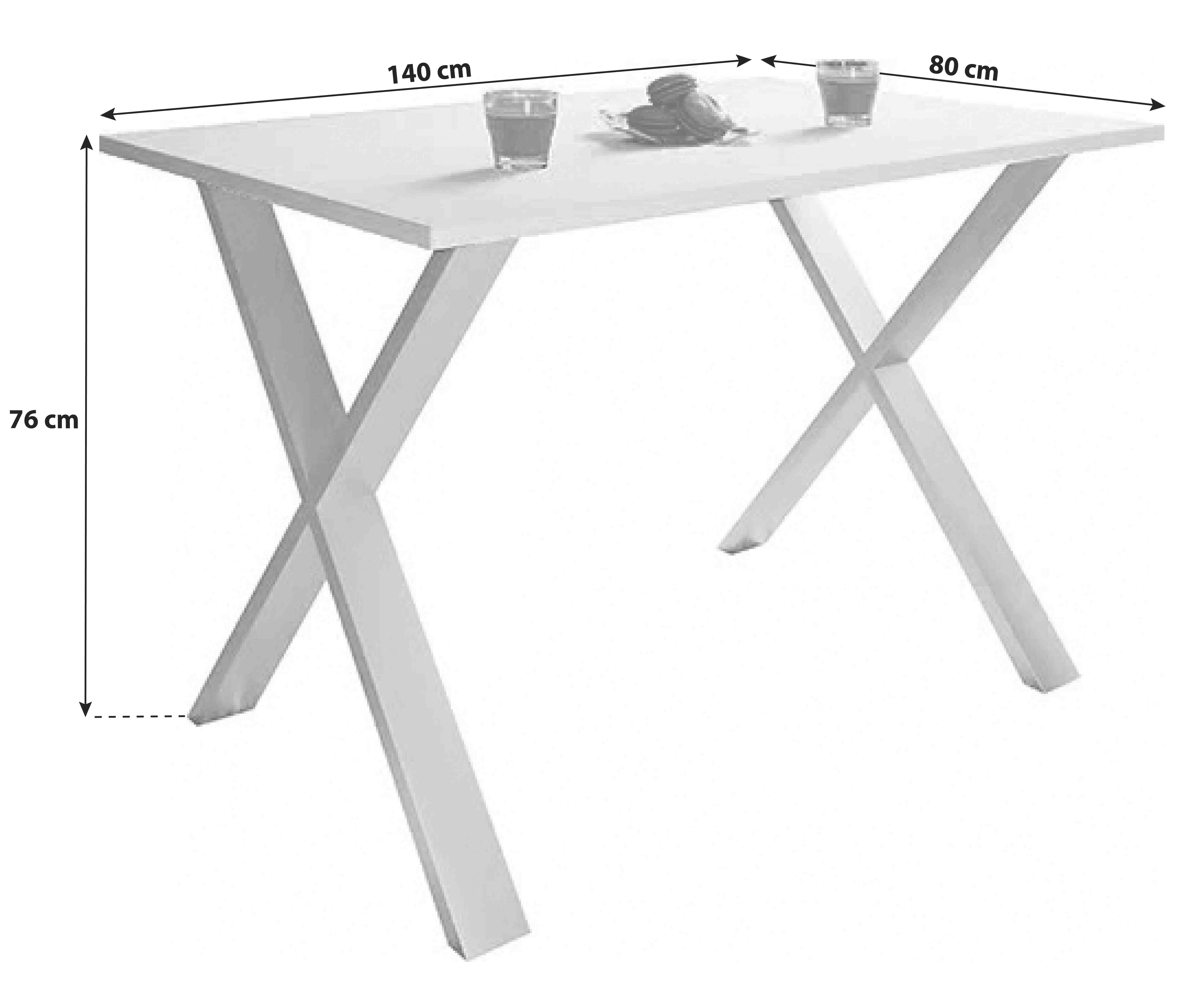 Jedilna Miza Xona, Bela, Črna - črna/bela, Basics, leseni material (140/80/76cm) - MID.YOU