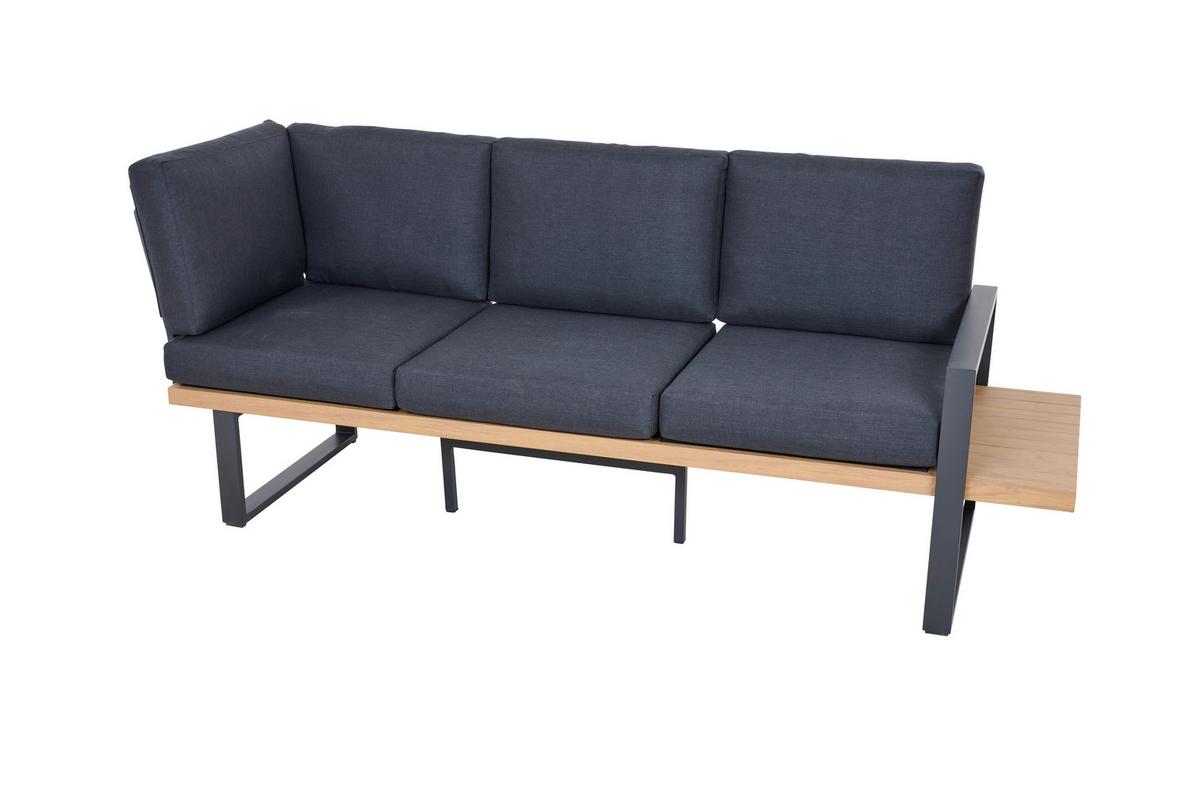 Loungegarnitur Bari Anthrazit/Teakfarben - Anthrazit/Teakfarben, Basics, Textil/Metall (73,5/78,5/155cm) - Siena Garden