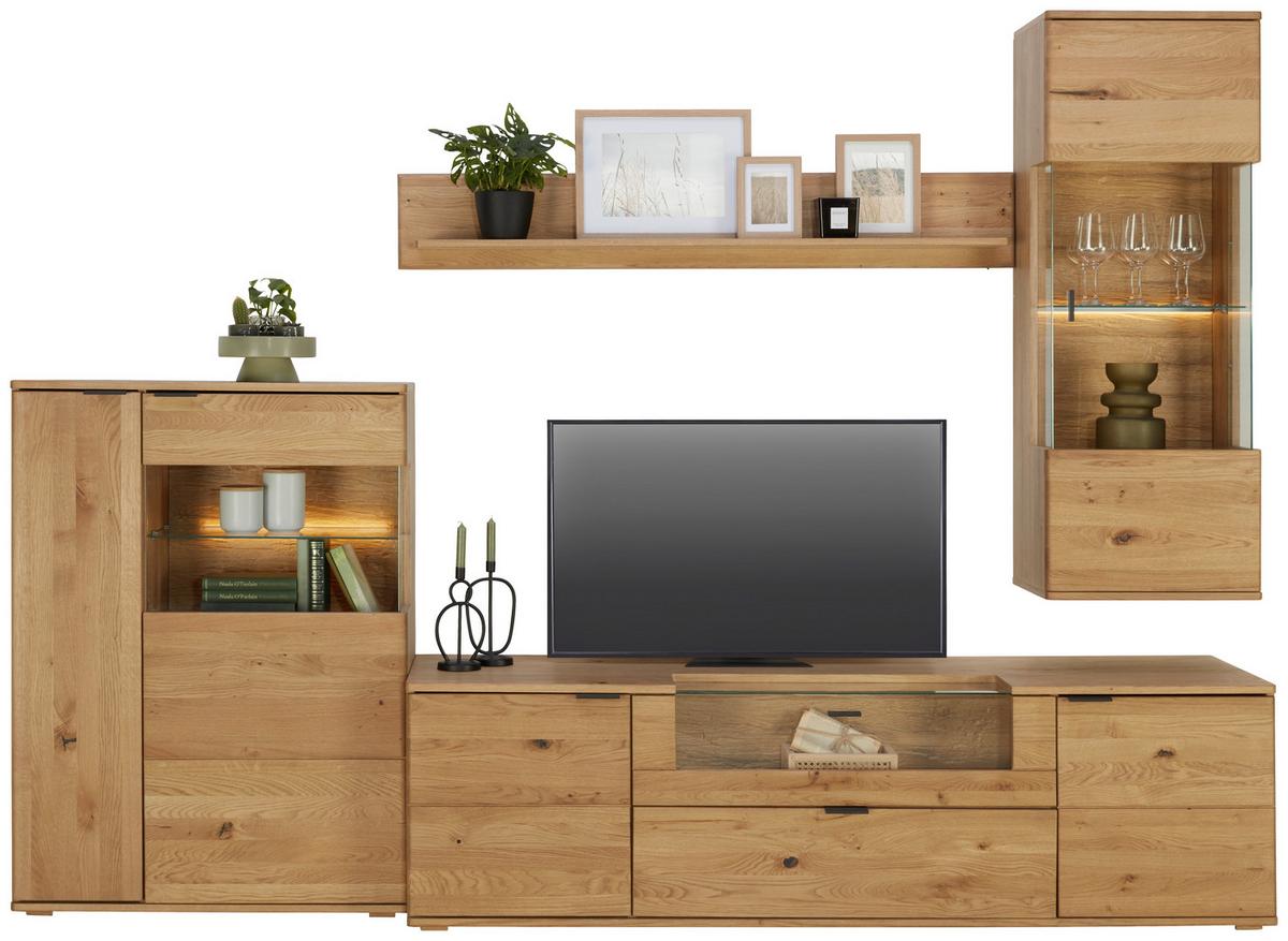Hängevitrine in Wildeiche - Wildeiche/Schwarz, Modern, Glas/Holz (50/138/37cm) - Premium Living