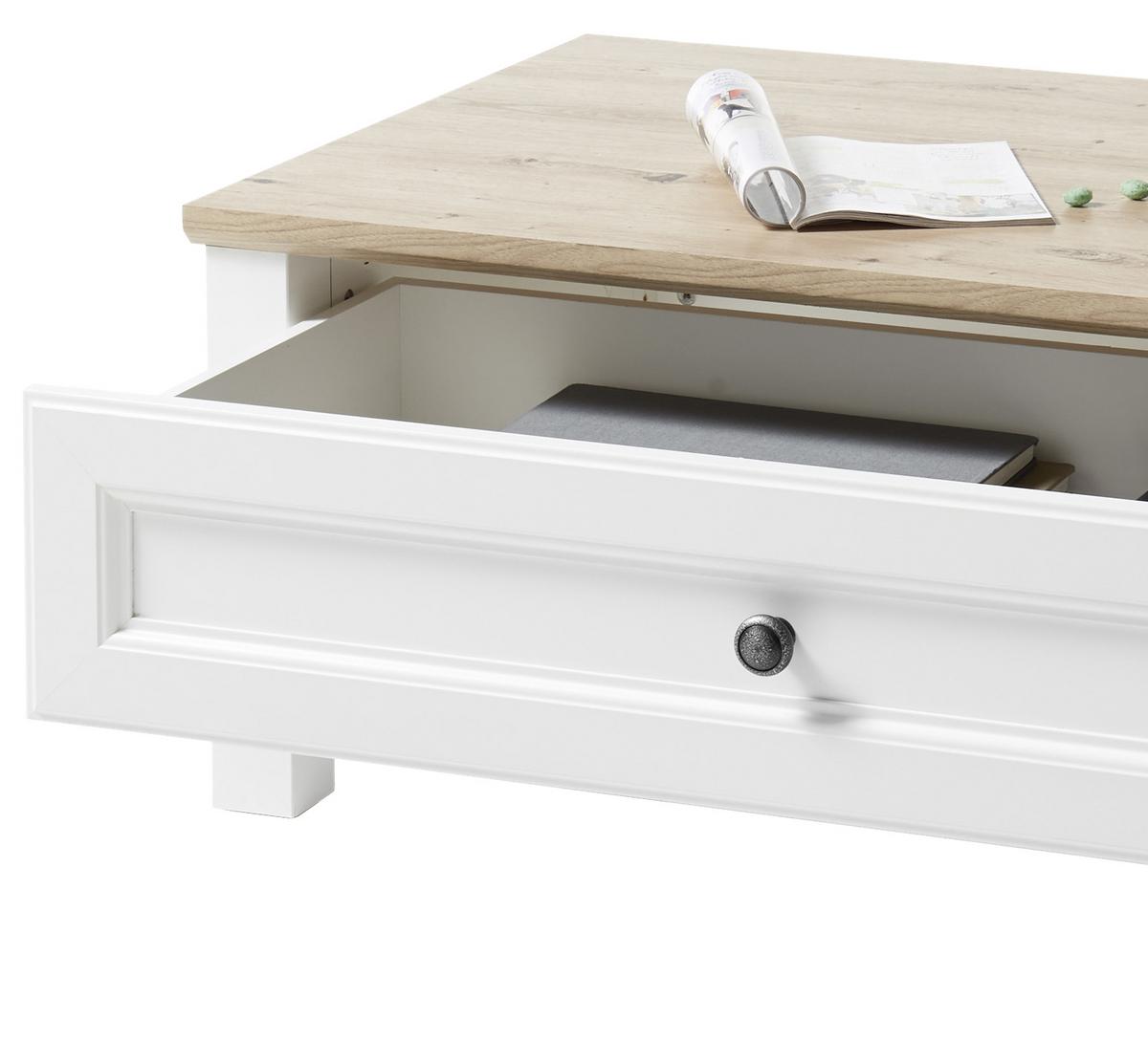 STOLIK KAWOWY TOSKANA - kolor dębowy/biały, Basics, materiał drewnopochodny/metal (110/60/40cm) - MID.YOU