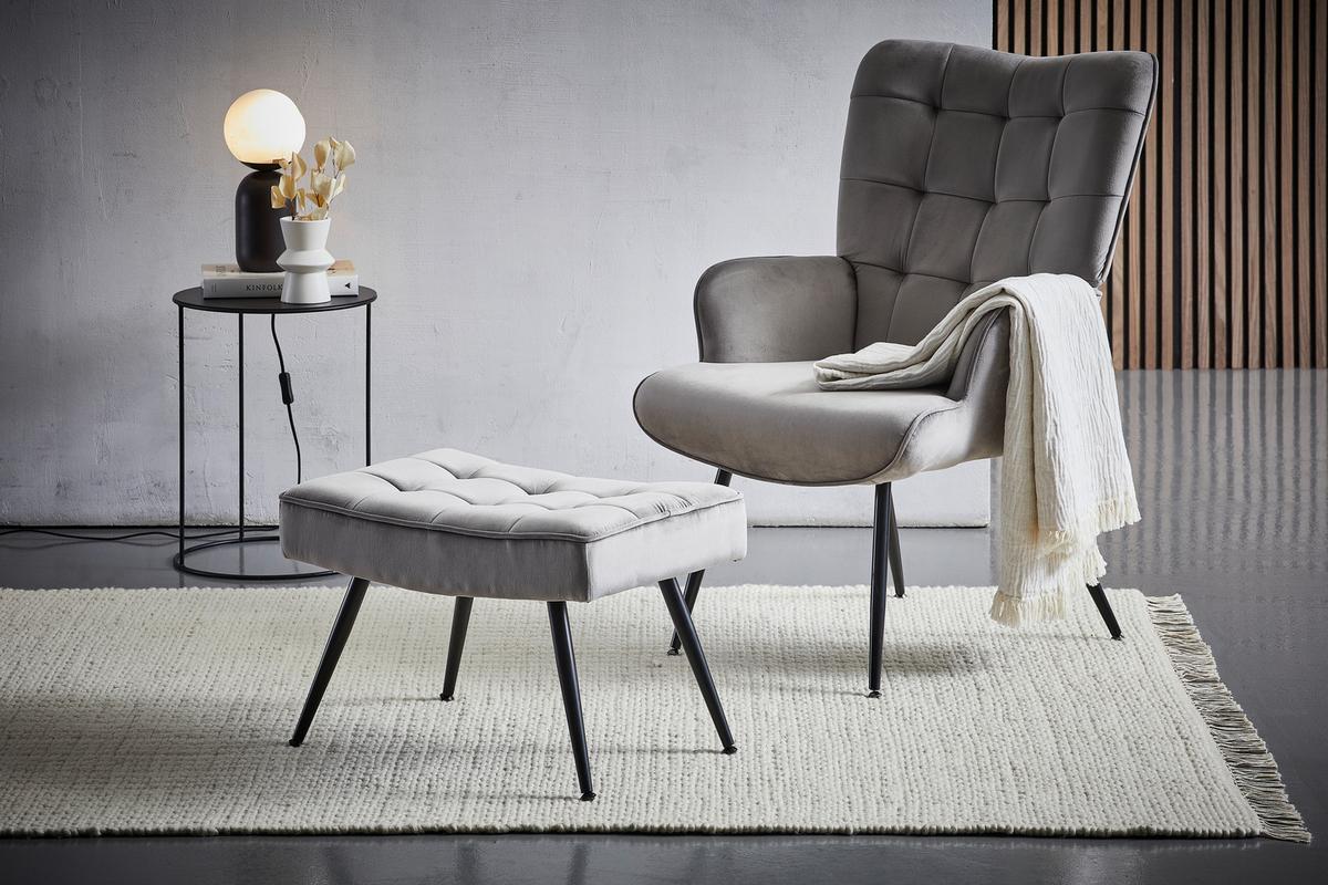 FOTEL GERRY - czarny/szary, Trend, metal/tkanina (67/96/85cm) - Xora