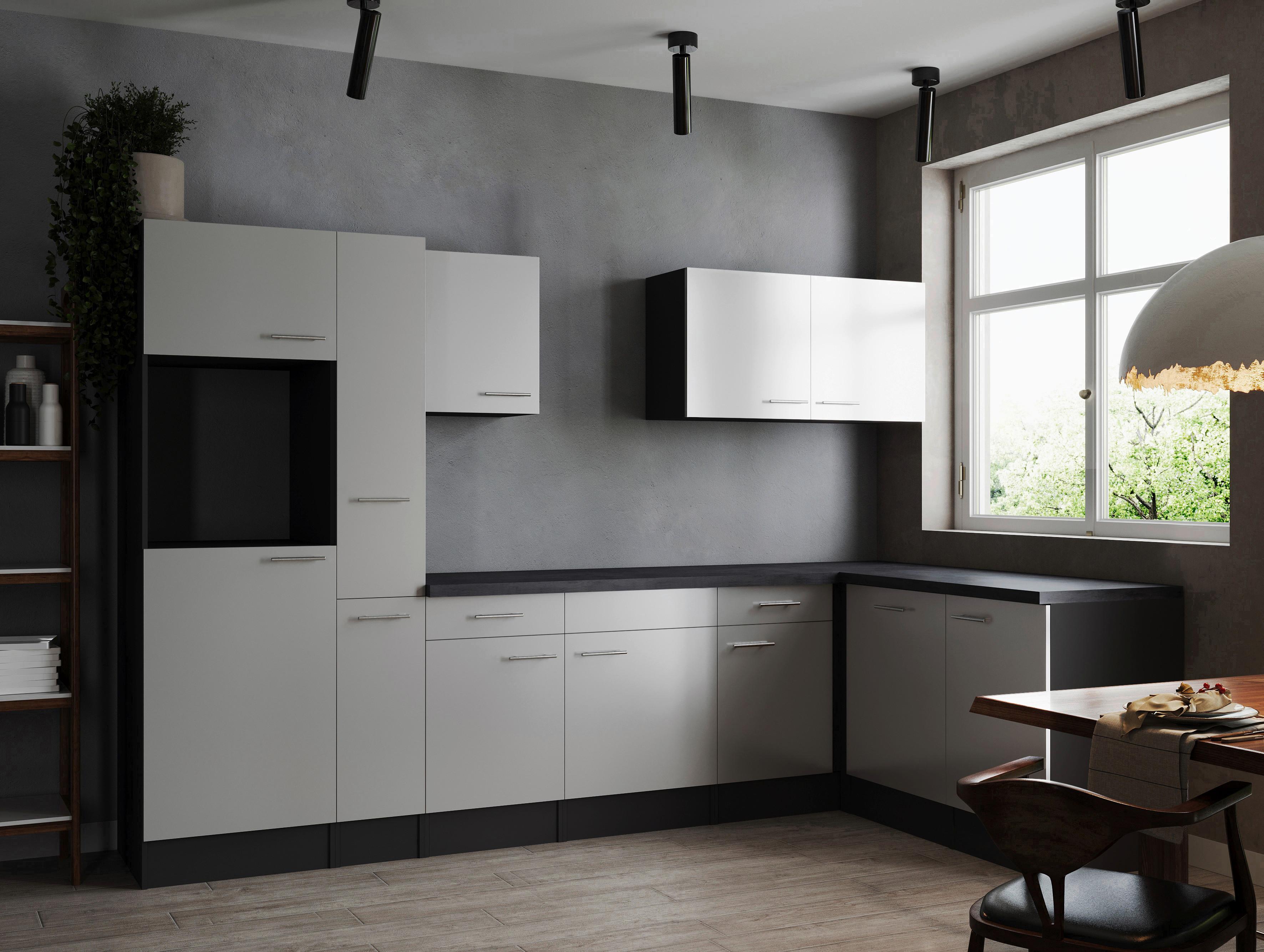 Kotna Kuhinja Brez Aparatov Oliver, 310x172cm - srebrne barve/siva, Design, kovina/leseni material (310/172cm) - Respekta