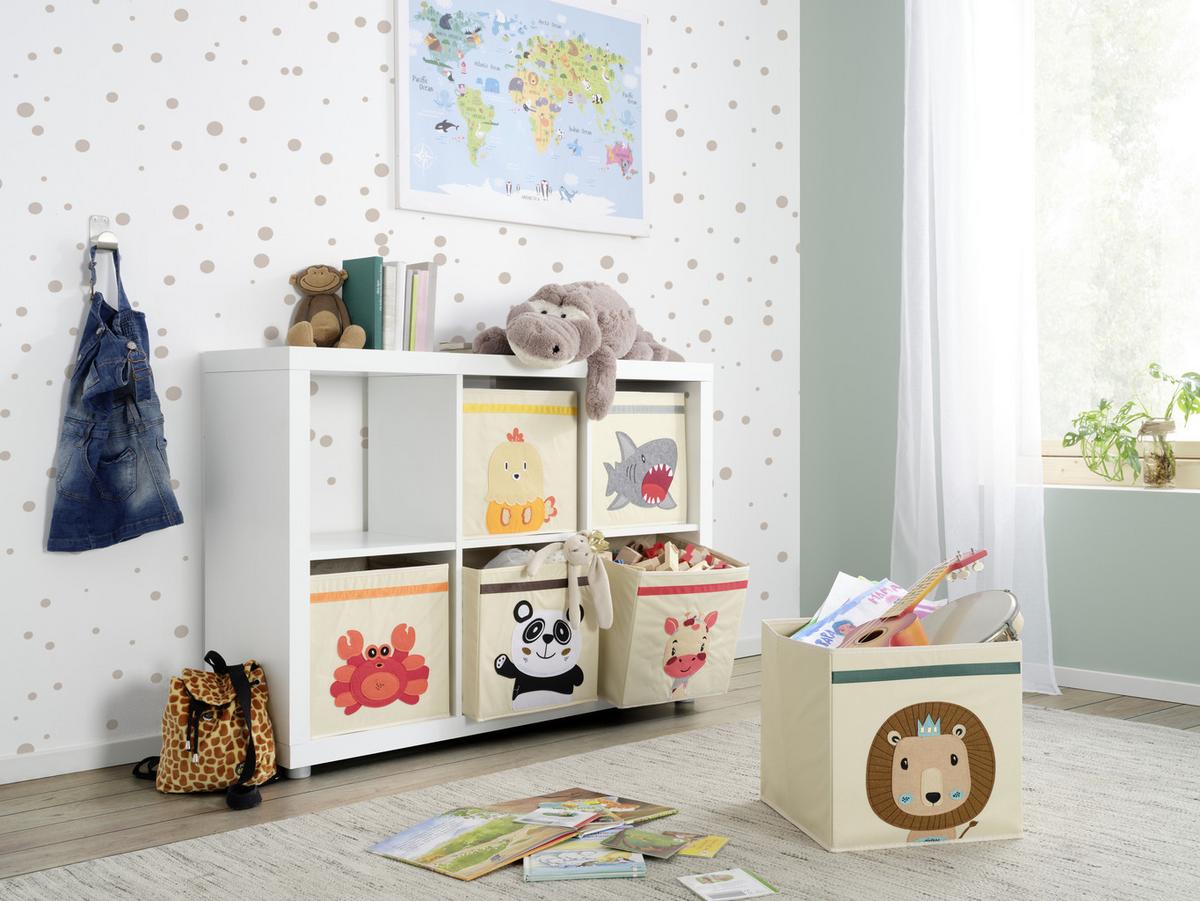 Faltbox Peter ca. 34l - Rot/Creme, Karton/Textil (33/32/33cm) - Mömax