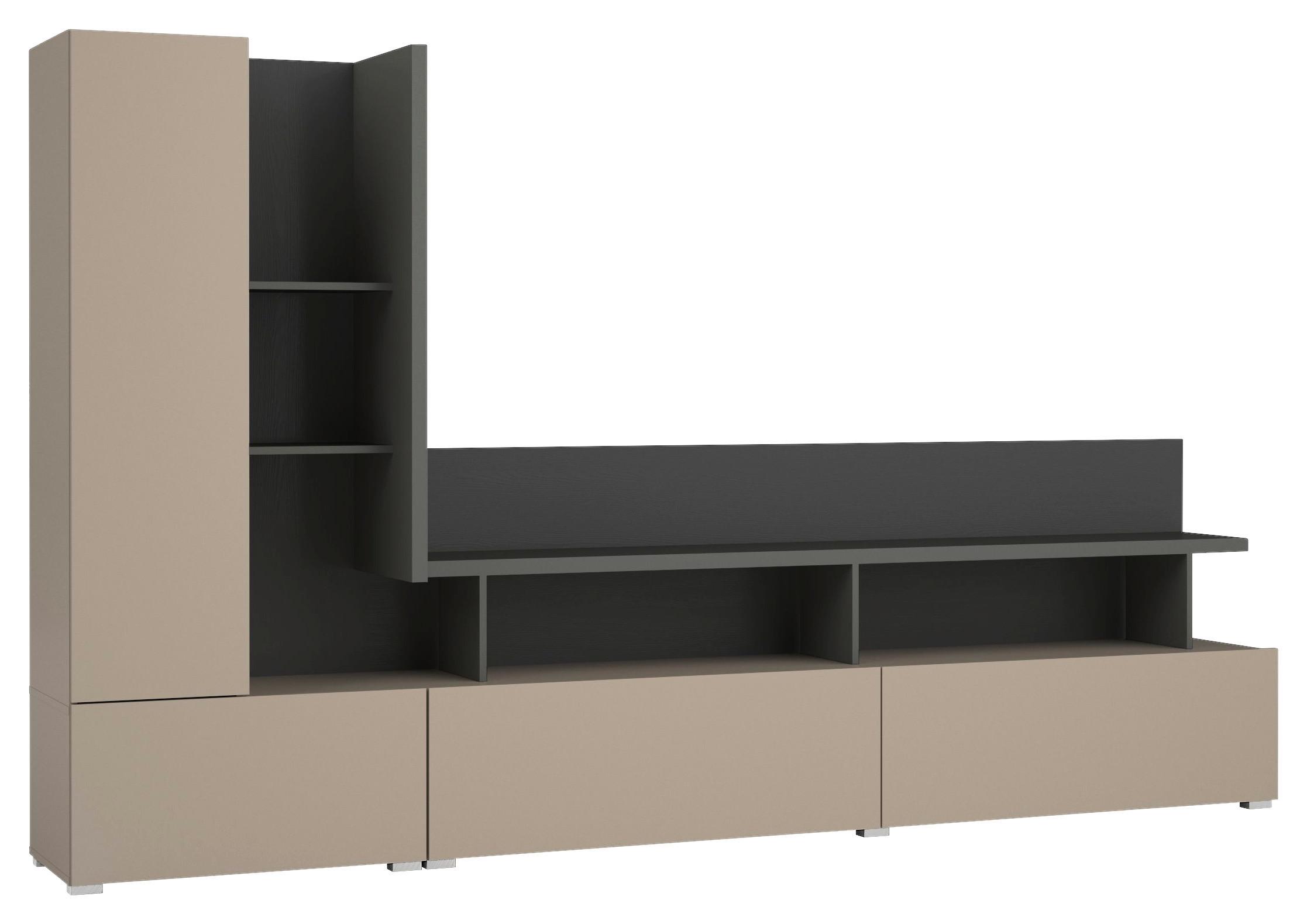 Nappali Szekrénysor Serio - antracit/homok, Basics, faalapú anyag (270/162/40cm)