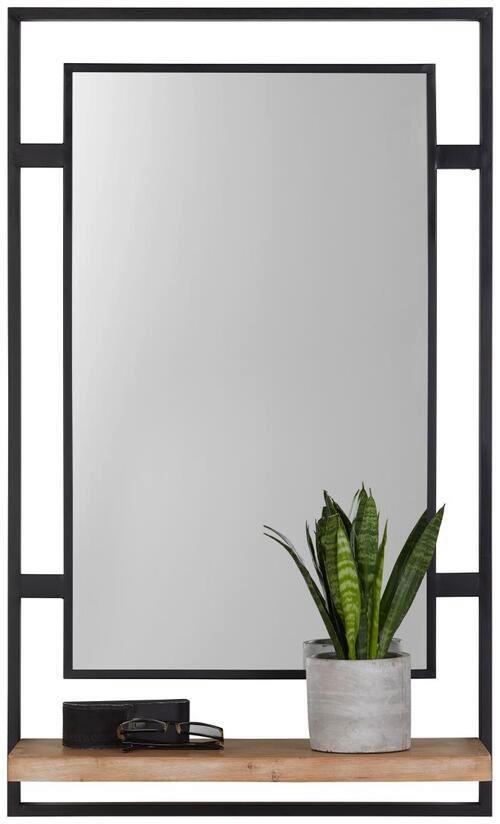 Stensko Ogledalo Jack -Trend- - črna/naravne barve, Trendi, kovina/steklo (60/100/22cm) - Premium Living