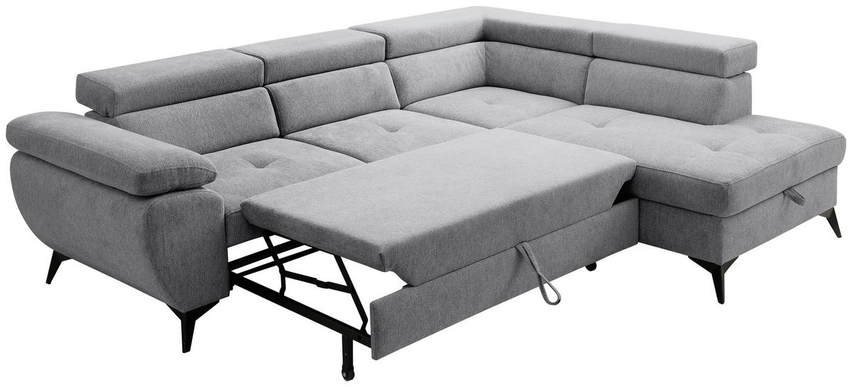 Kutna Garnitura Floris - siva/crna, Moderno, tekstil/metal (256/75-90/200cm) - Modern Living