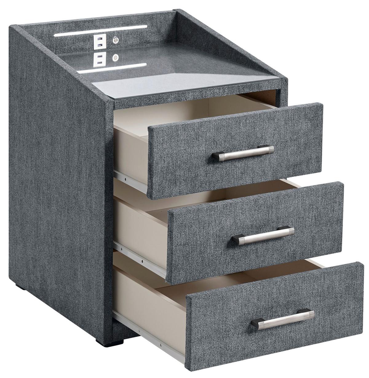 Nachtkästchen Moon ca. 47x61x46 cm Anthrazit - Anthrazit/Silberfarben, Basics, Holzwerkstoff/Kunststoff (47/61/46cm) - MID.YOU