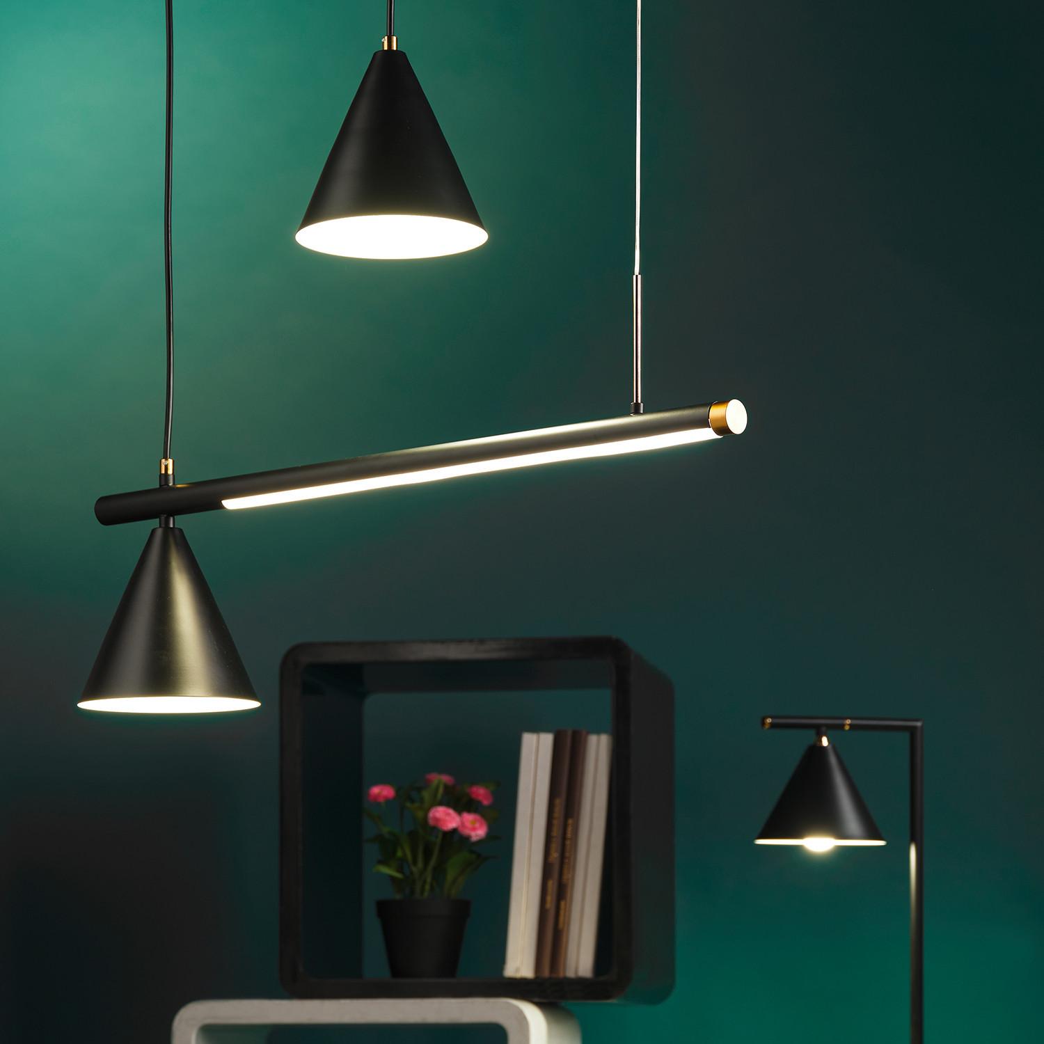 LED-Hängeleuchte Taka Schwarz max. 22 Watt - Schwarz, Design, Metall (90/15/120cm)
