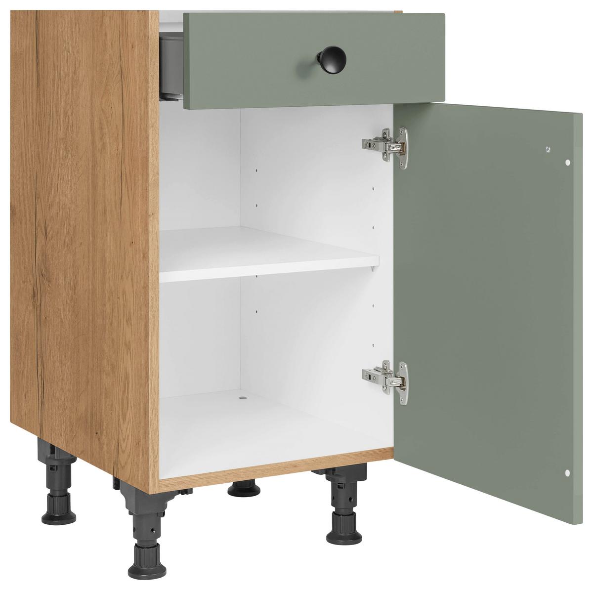 Schubkastenunterschrank Cascada Grün - Eichefarben/Schwarz, MODERN, Holzwerkstoff/Metall (45/87/56cm) - Nobilia