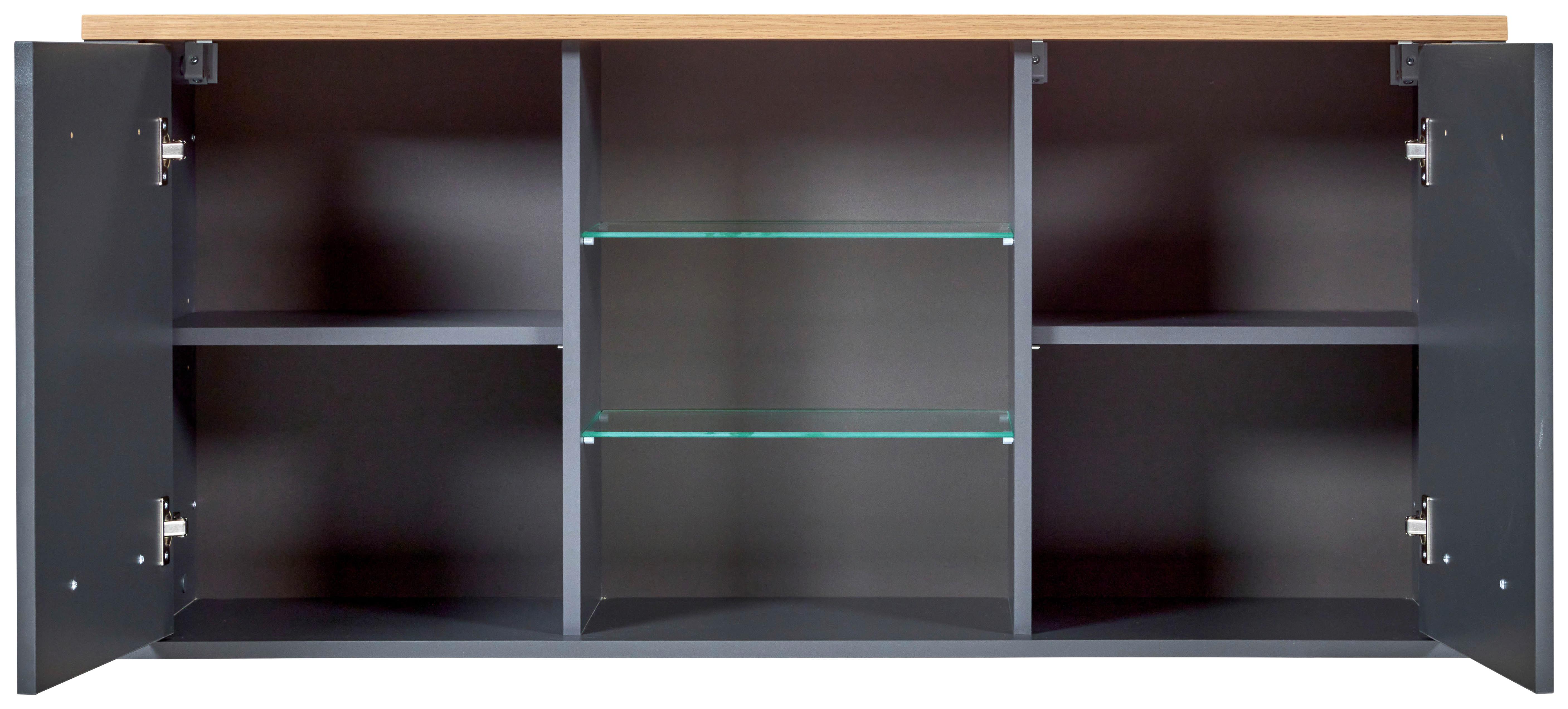 Hängeschrank Venet, Anthrazit/Artisan Eiche - Anthrazit/Schwarz, MODERN, Glas/Holzwerkstoff (130,3/57,5/33cm) - Mömax
