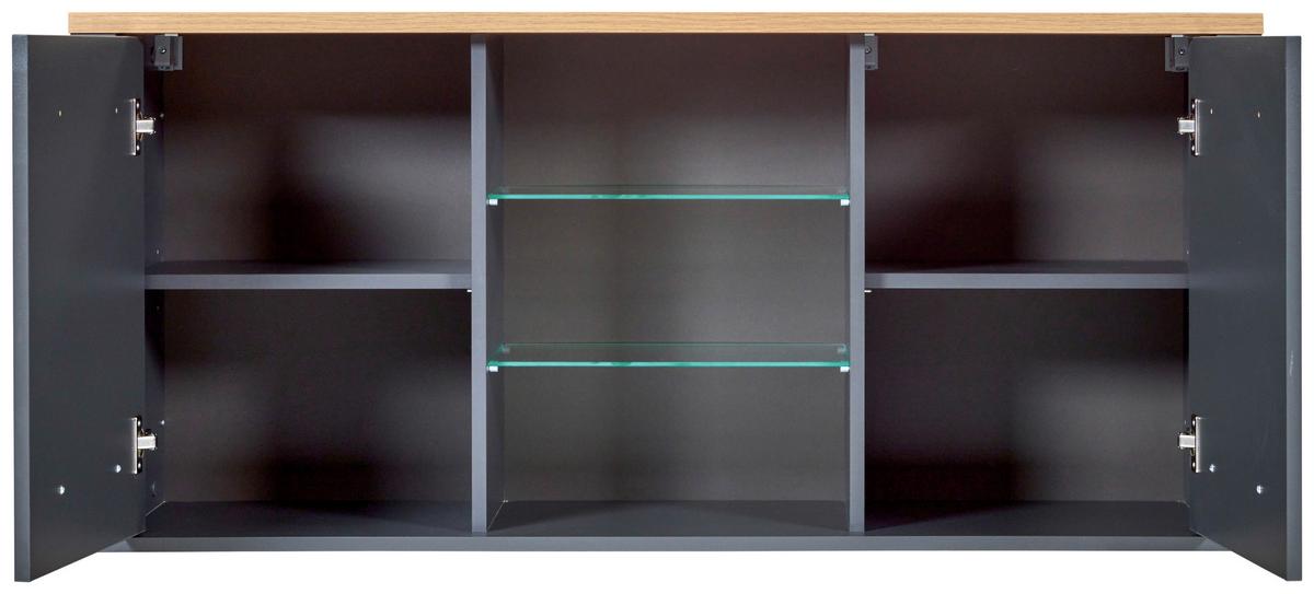Hängeschrank Venet, Anthrazit/Artisan Eiche - Anthrazit/Schwarz, MODERN, Glas/Holzwerkstoff (130,3/57,5/33cm) - Mömax