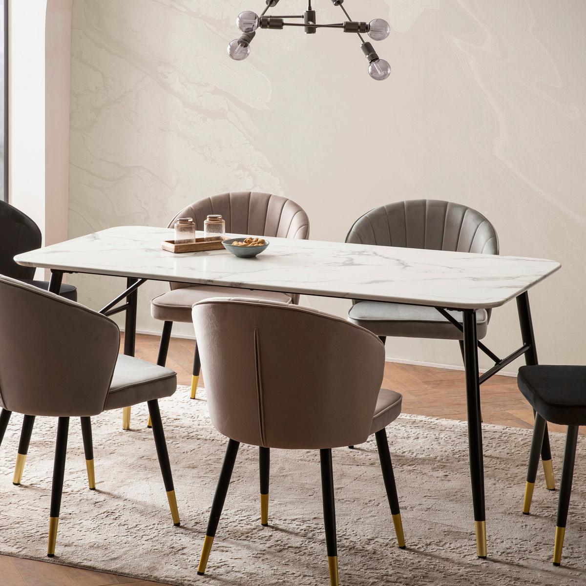 ESSTISCH WL6.955 - Weiss/Goldfarben, Design, Holzwerkstoff/Metall (120/76/60cm) - MID.YOU