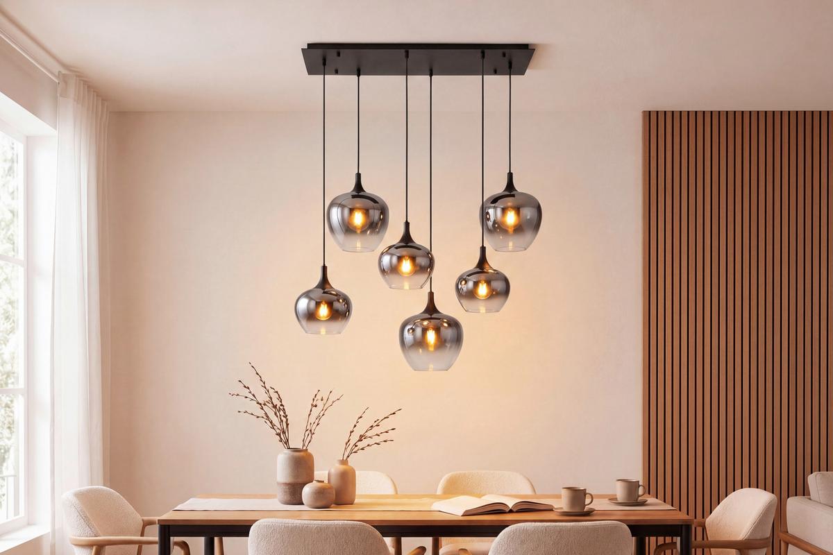 LAMPA WISZĄCA MAJKA - czarny, Design, metal/szkło (100/18/120cm) - Globo