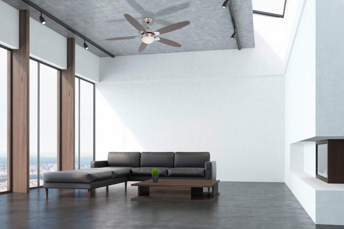 Stropni Ventilator Rolan - barve niklja/barve grafita, Konvencionalno, kovina/steklo (132/40,6cm) - Globo