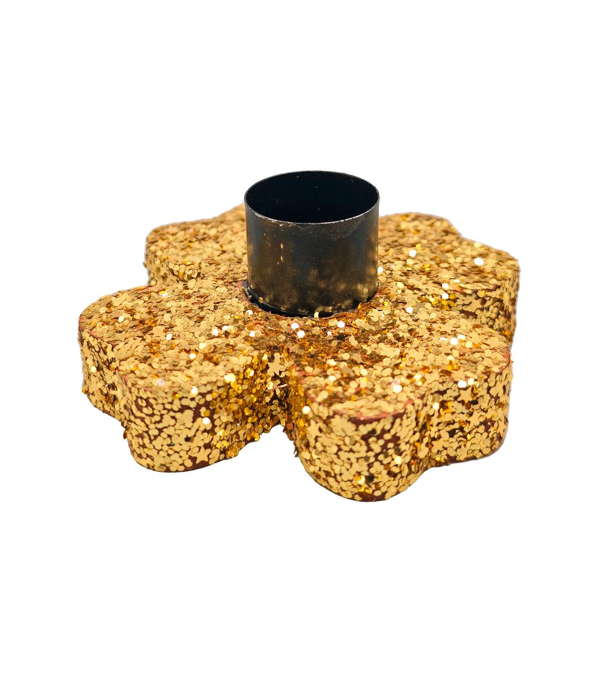 Kerzenhalter Goldie Schwarz/Goldfarben - Goldfarben/Schwarz, Konventionell, Holzwerkstoff (8/3,5/8cm) - Mömax