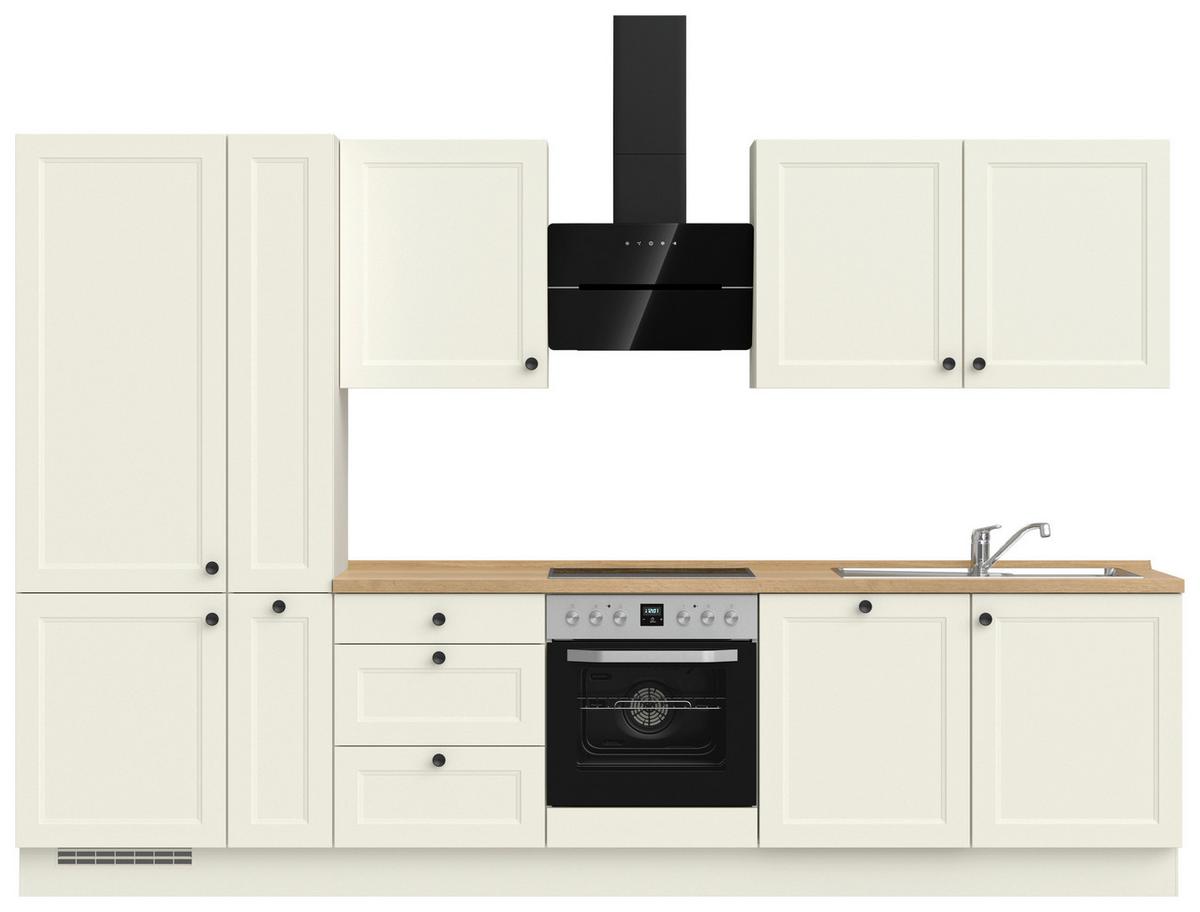 Küchenblock Cascada High m. Geräten Weiß - Eichefarben/Schwarz, MODERN, Holzwerkstoff/Metall (330cm) - Nobilia