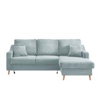 Ecksofa VALENTINA Cord ca. 228x150 cm Hellgrau - Naturfarben/Hellblau, Design, Holz/Textil (228/150cm) - P & B