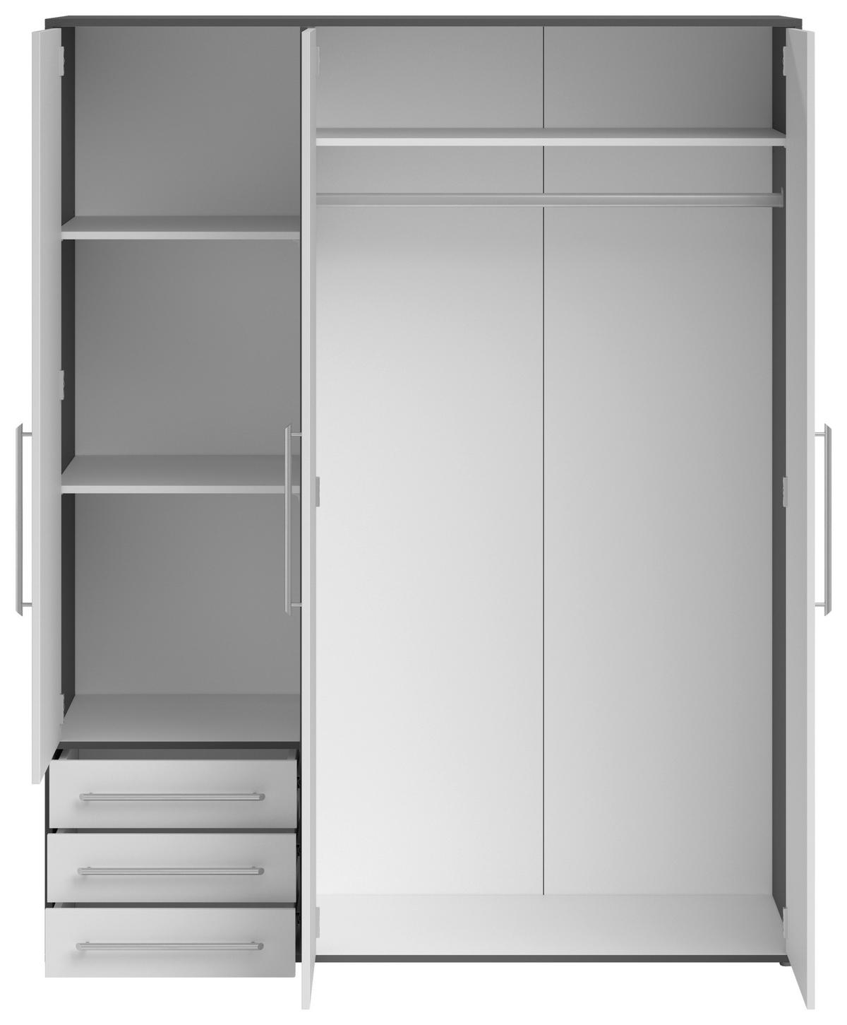 Omara S Klasičnimi Vrati Lyss, Bela, Grafit, 155 Cm - srebrne barve/bela, Moderno, umetna masa/leseni material (155/194/58cm) - Modern Living