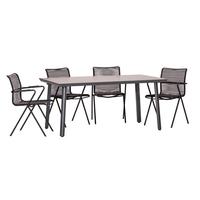 Vrtna Garnitura Acamp, 5-Delni Set, Zložljivi Stoli - barva tikovine/črna, Basics, kovina/umetna masa (92/73/160cm) - Gardenson