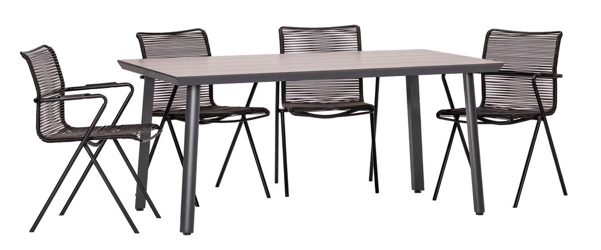 Vrtna Garnitura Acamp, 5-Delni Set, Zložljivi Stoli - barva tikovine/črna, Basics, kovina/umetna masa (92/73/160cm) - Gardenson