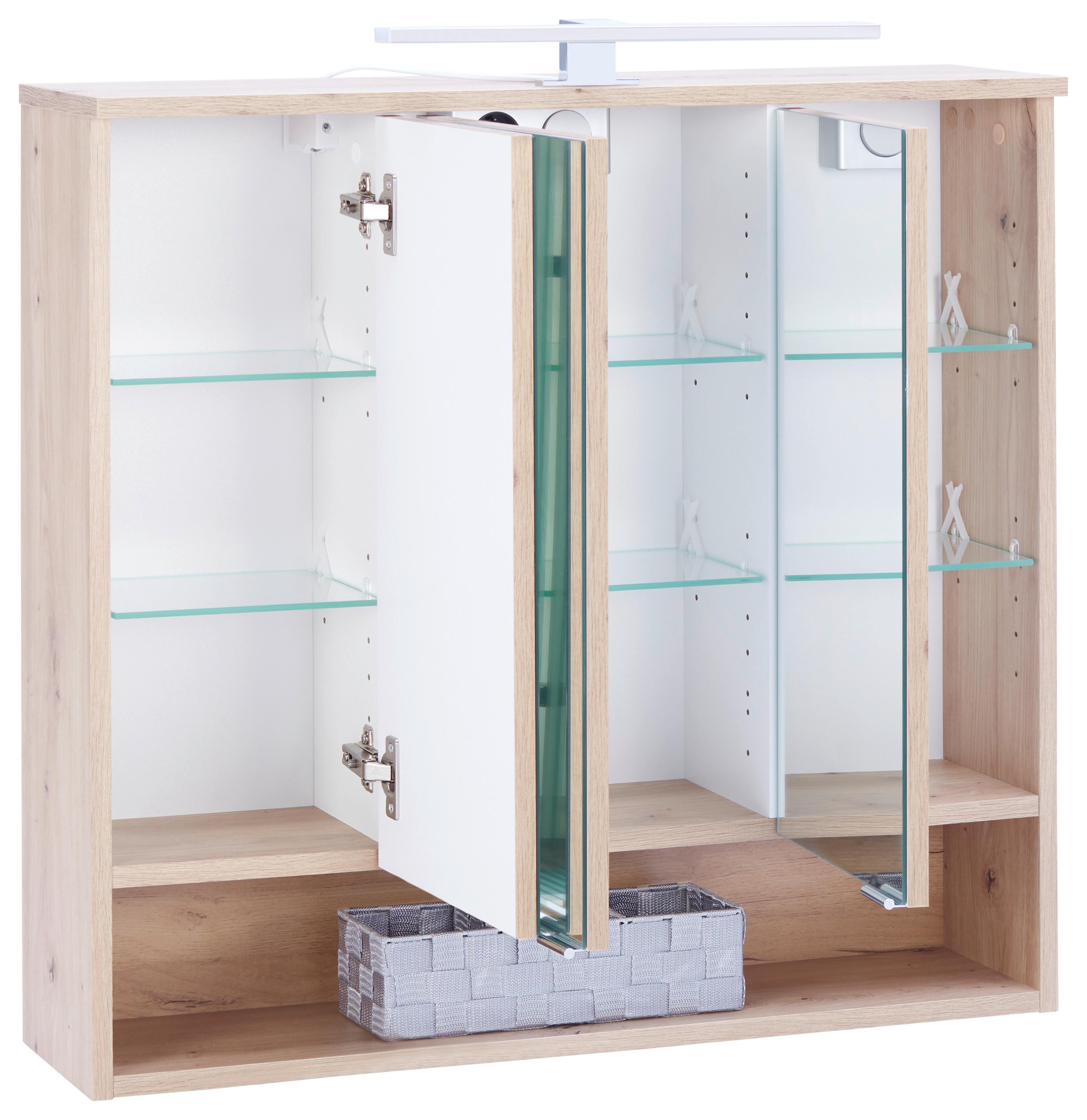 Element S Ogledalom Fresh - hrast Artisan/boje kroma, Konvencionalno, staklo/drvni materijal (80/75/20cm) - Modern Living