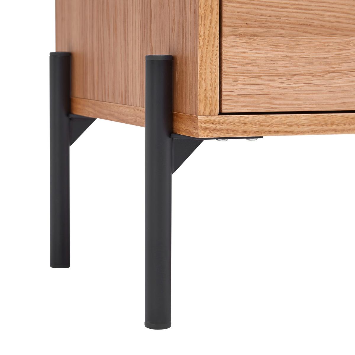 Highboard Avanto Eichefarben/Schwarz - Schwarz, Natur, Holz/Metall (64/105/35cm) - ecoTree