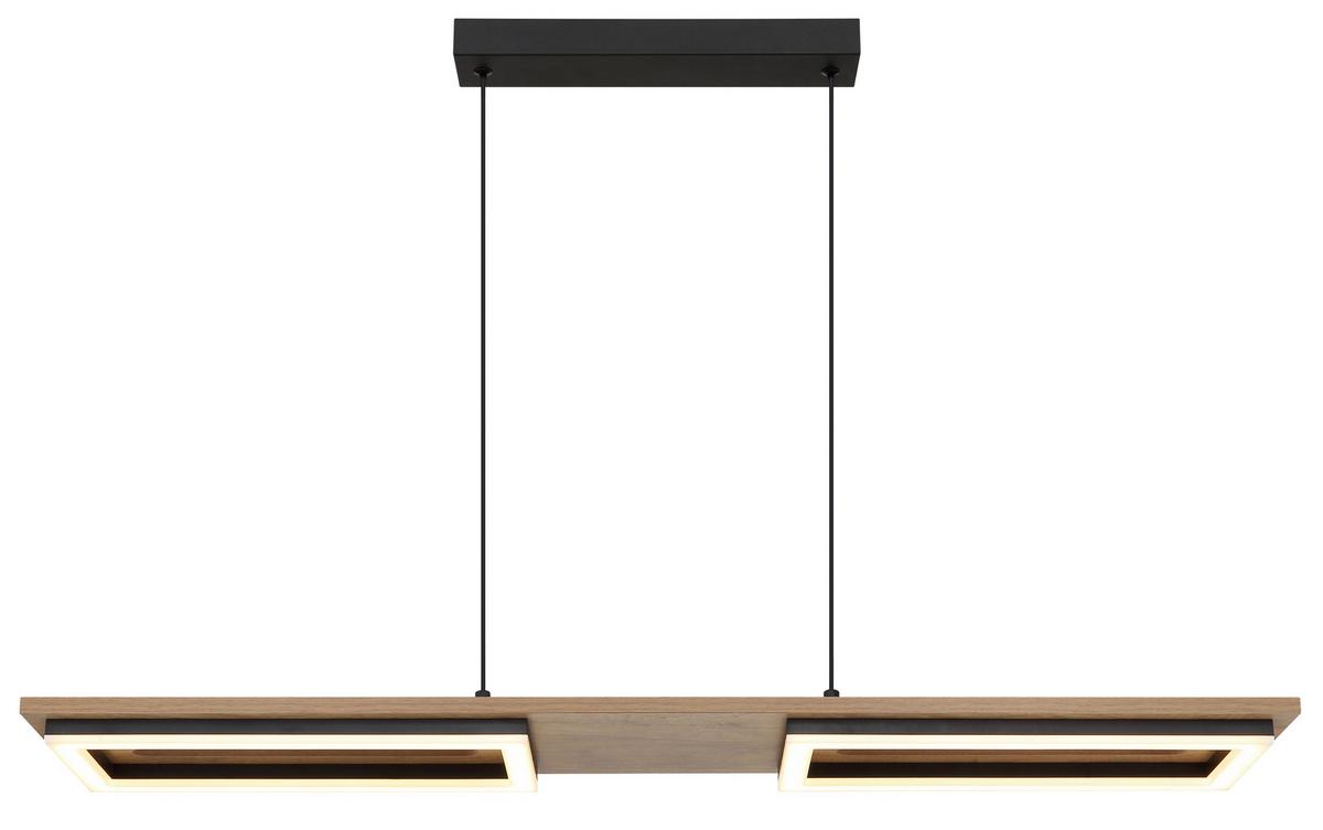 Led Viseća Svjetiljka Bruce - tamno smeđa/crna, Design, drvni materijal/metal (90/18/120cm) - Globo