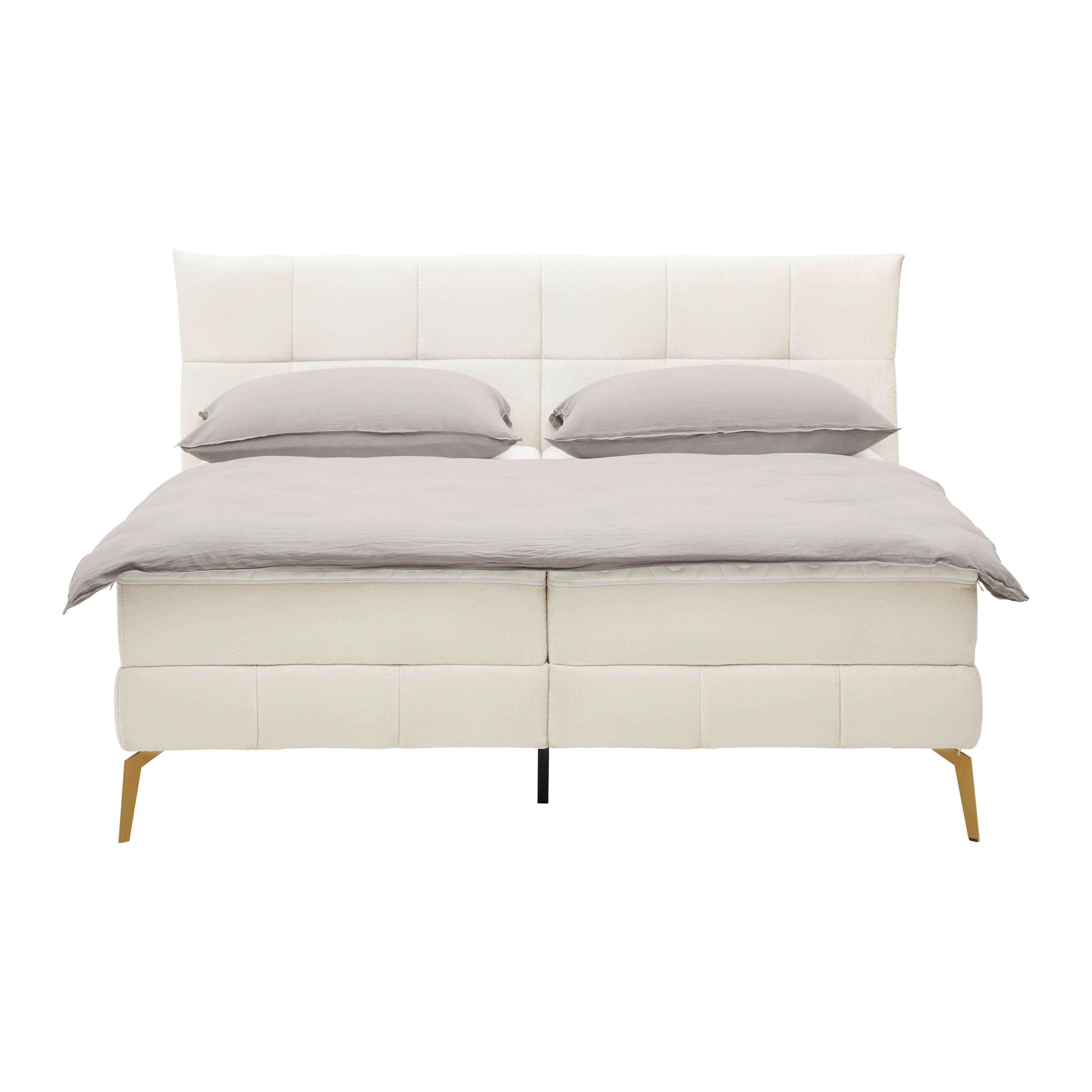 Boxbett Jolin in Creme ca. 180x200cm - Goldfarben/Creme, Holz/Holzwerkstoff (180/200cm) - Premium Living