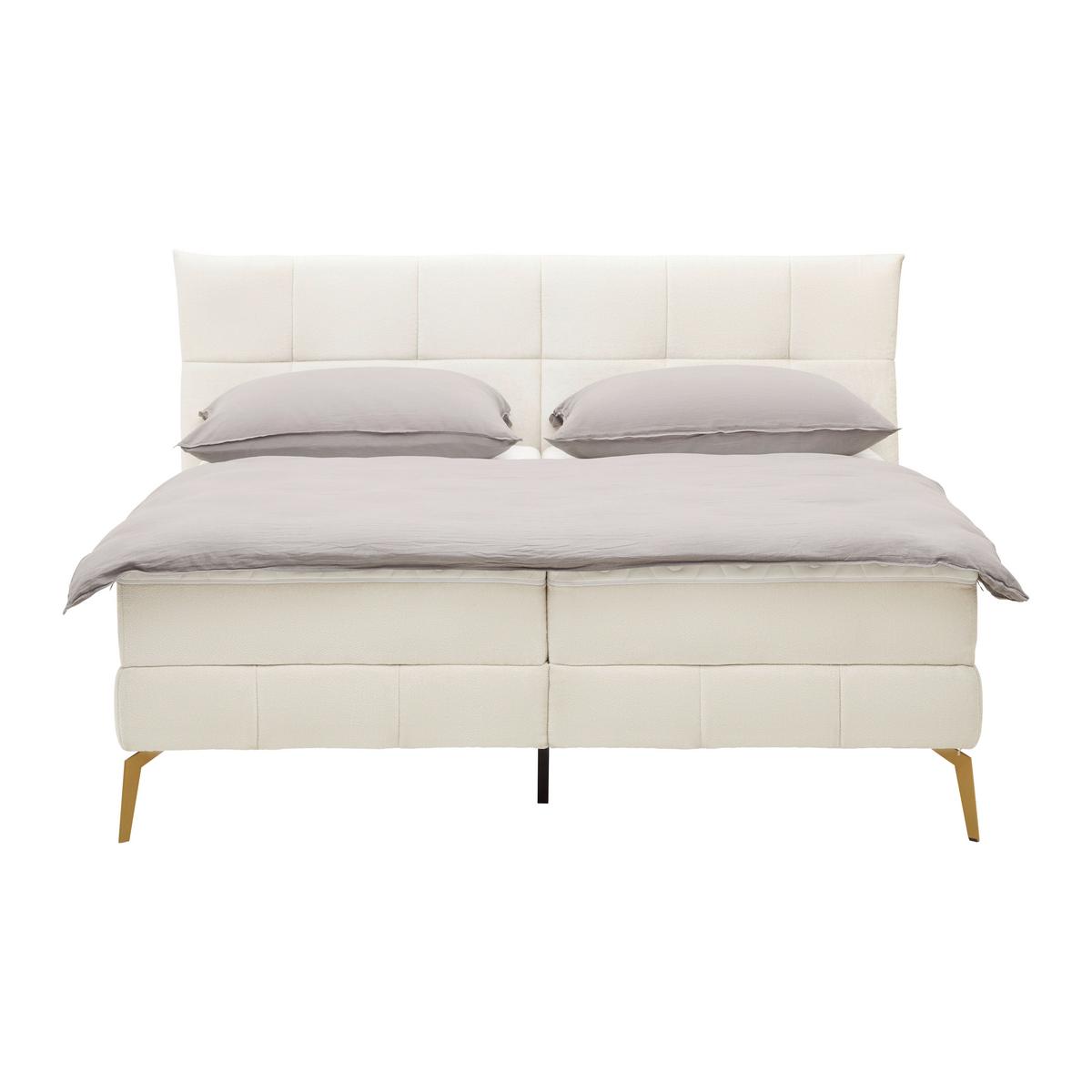 Boxbett Jolin in Creme ca. 180x200cm - Goldfarben/Creme, Holz/Holzwerkstoff (180/200cm) - Premium Living