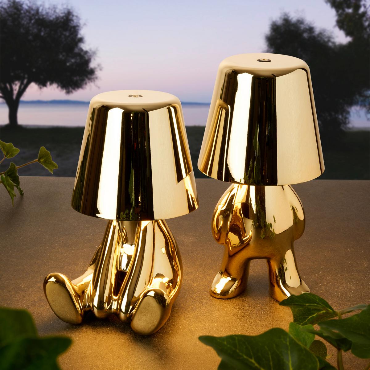 LAMPA STOŁOWA Z AKUMULATOREM BROOKLYN - kolor złoty, Trend, tworzywo sztuczne/metal (9/17cm) - Novel